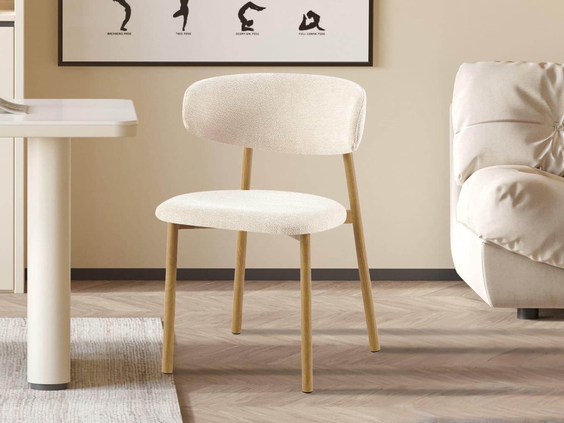 Stoel 'Coco' Naturel - Stof Fabb Raven 24 Beige — foto 2 van 4