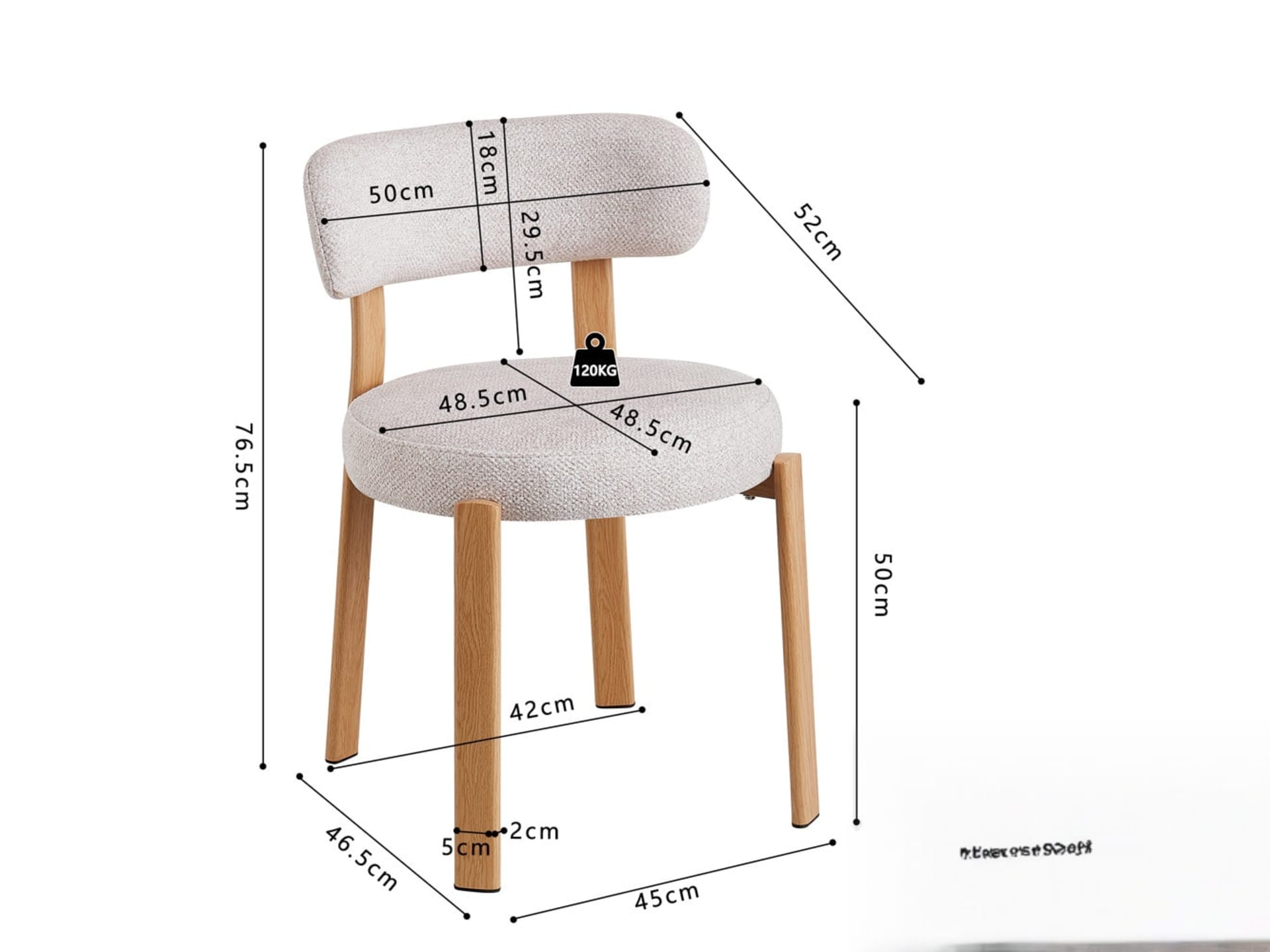 Stoel 'Julia' Naturel - Stof Fabb Leo 23 — foto 5 van 5
