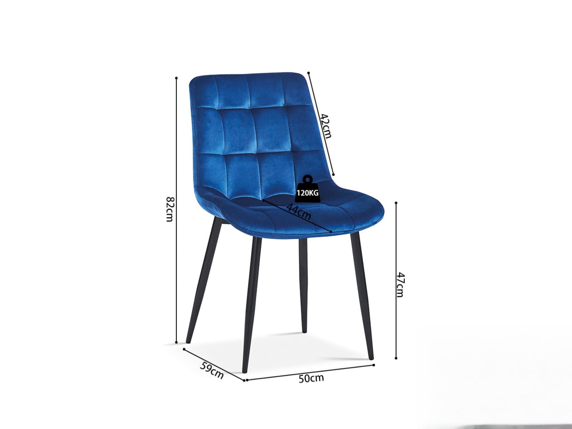 Stoel 'Juta' Fluweel Blauw — foto 4 van 4