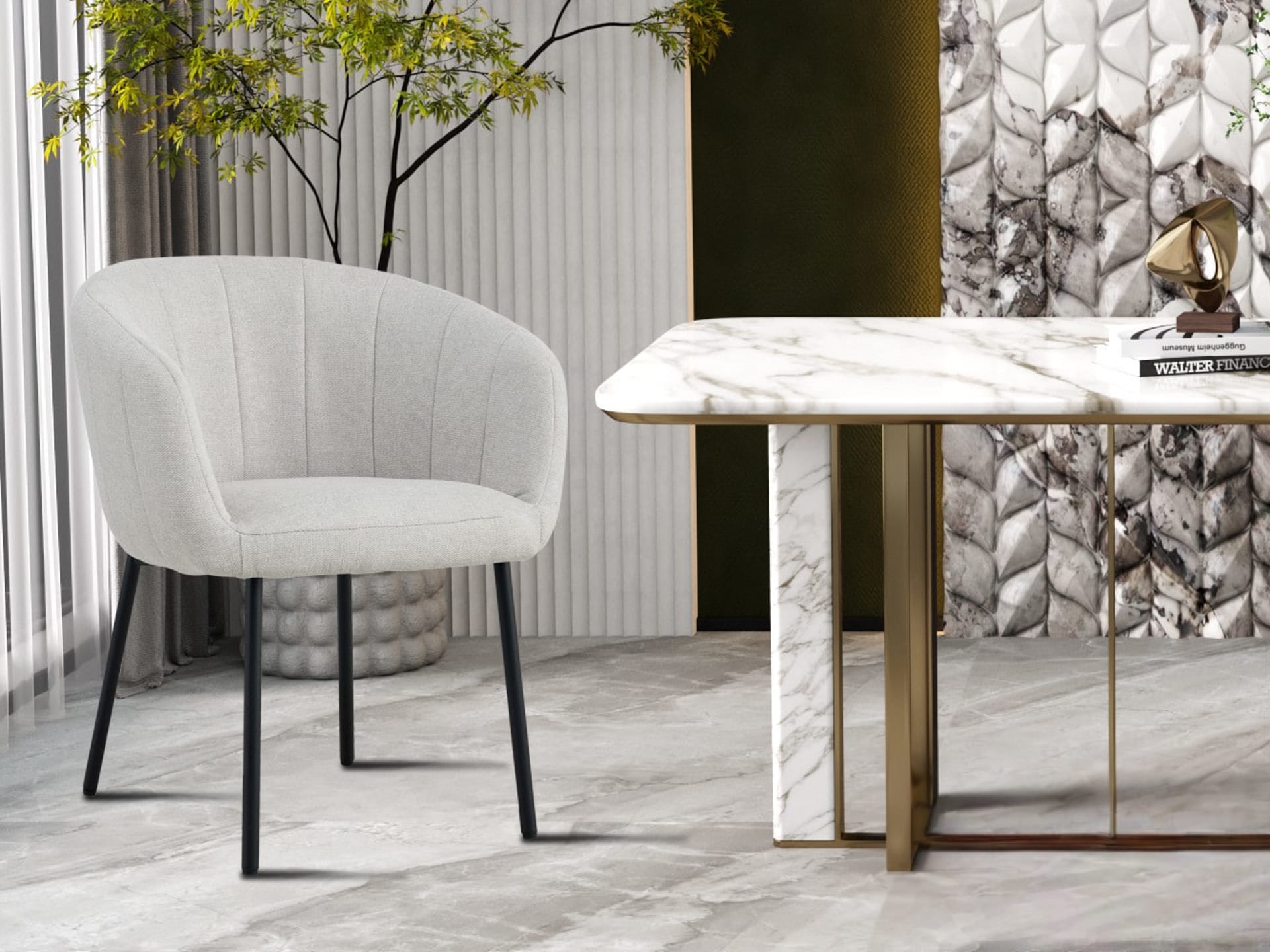 Stoel 'Sevilla' Stof Beige — foto 2 van 6
