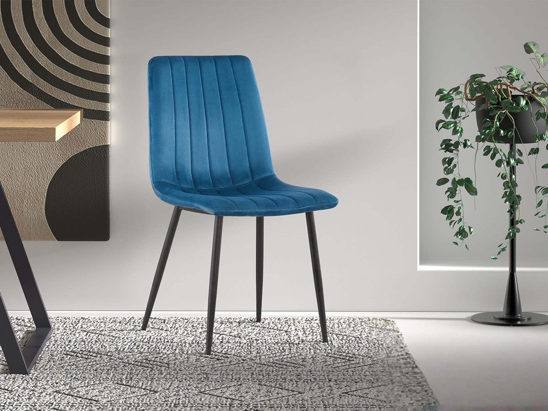 Stoel 'Willis' Fluweel Blauw — foto 2 van 4