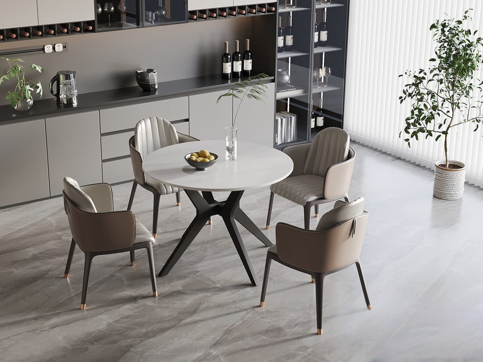 Tafel 'Apollo' 110 cm Rond Glanzend Steen Snow Wit — foto 2 van 7