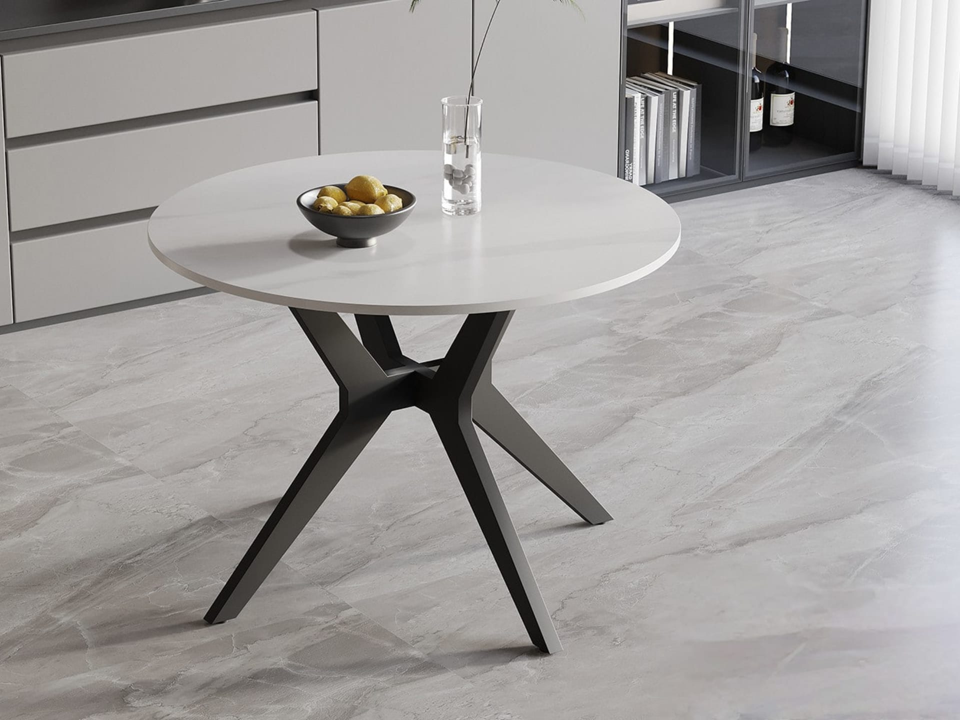 Tafel 'Apollo' 110 cm Rond Glanzend Steen Snow Wit — foto 3 van 7