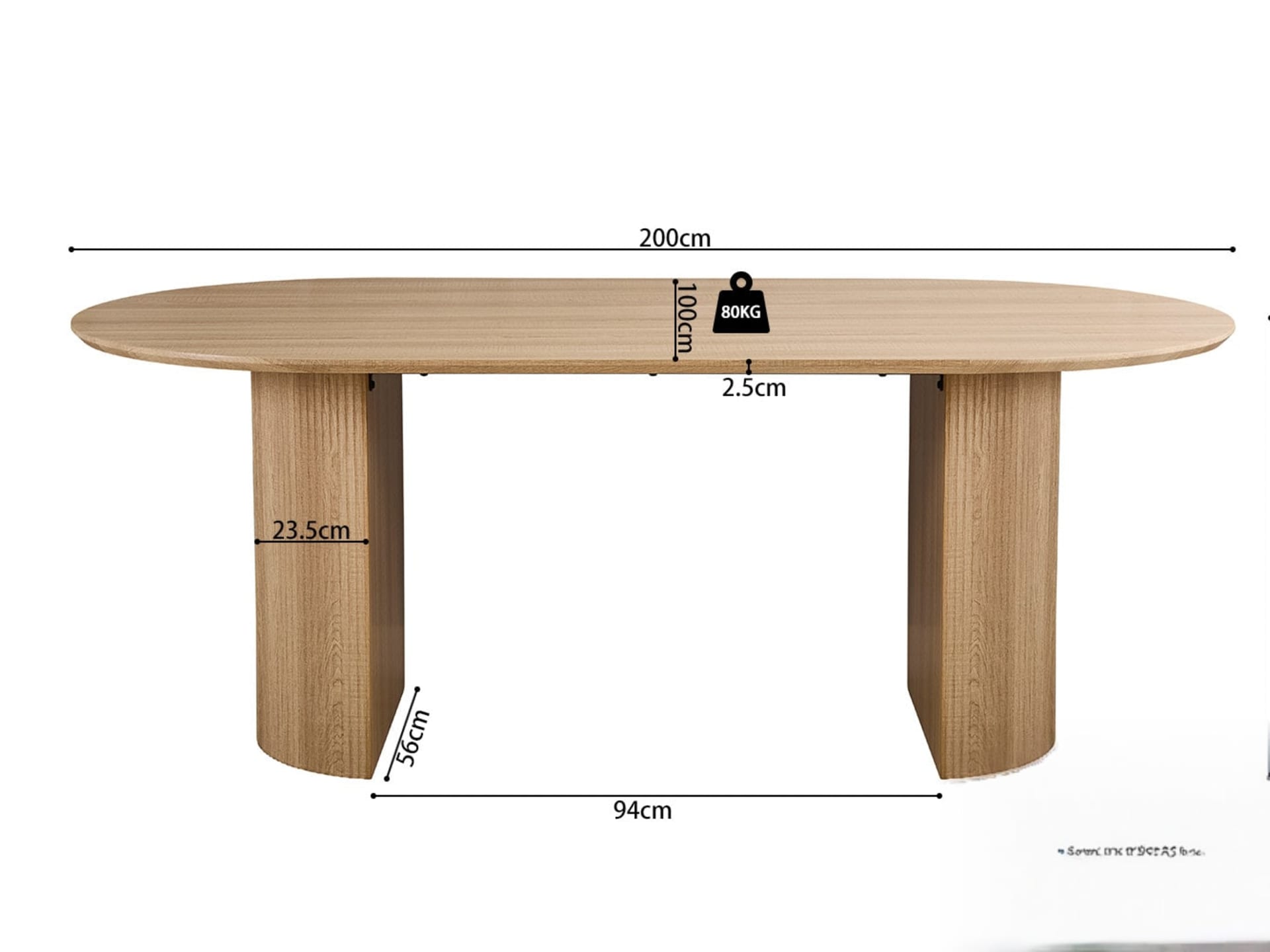 Tafel 'Lagos' 200 cm Ovaal Decor Eik Naturel — foto 5 van 5