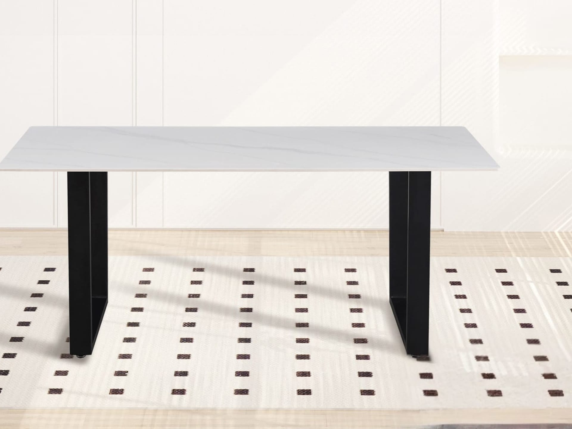 Tafel 'Poseidon' 180 cm Rechthoekig Glanzend Steen Wit — foto 2 van 5