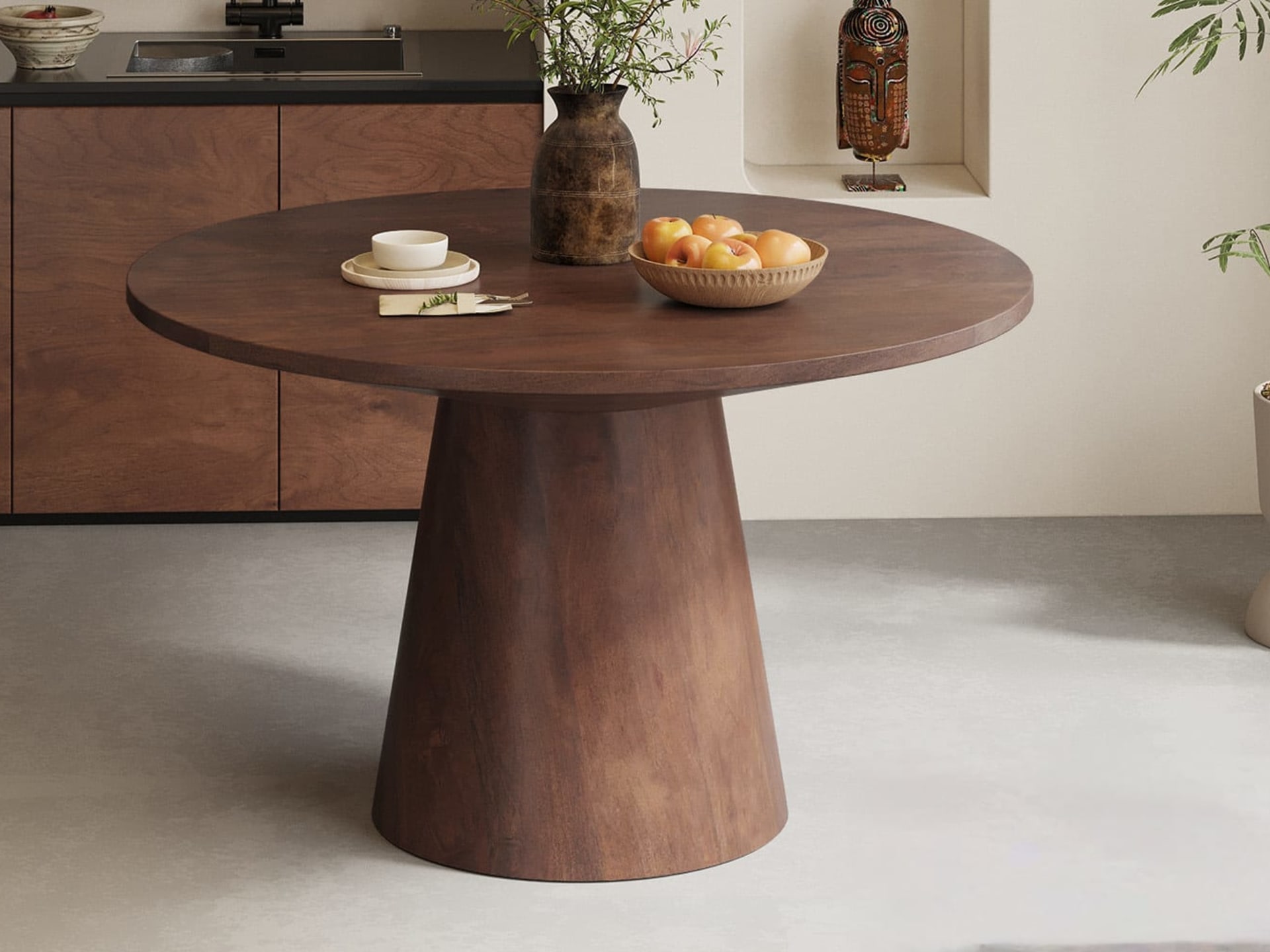 Tafel 'Tommy' 130 cm Rond Mango hout  Bruin — foto 2 van 5