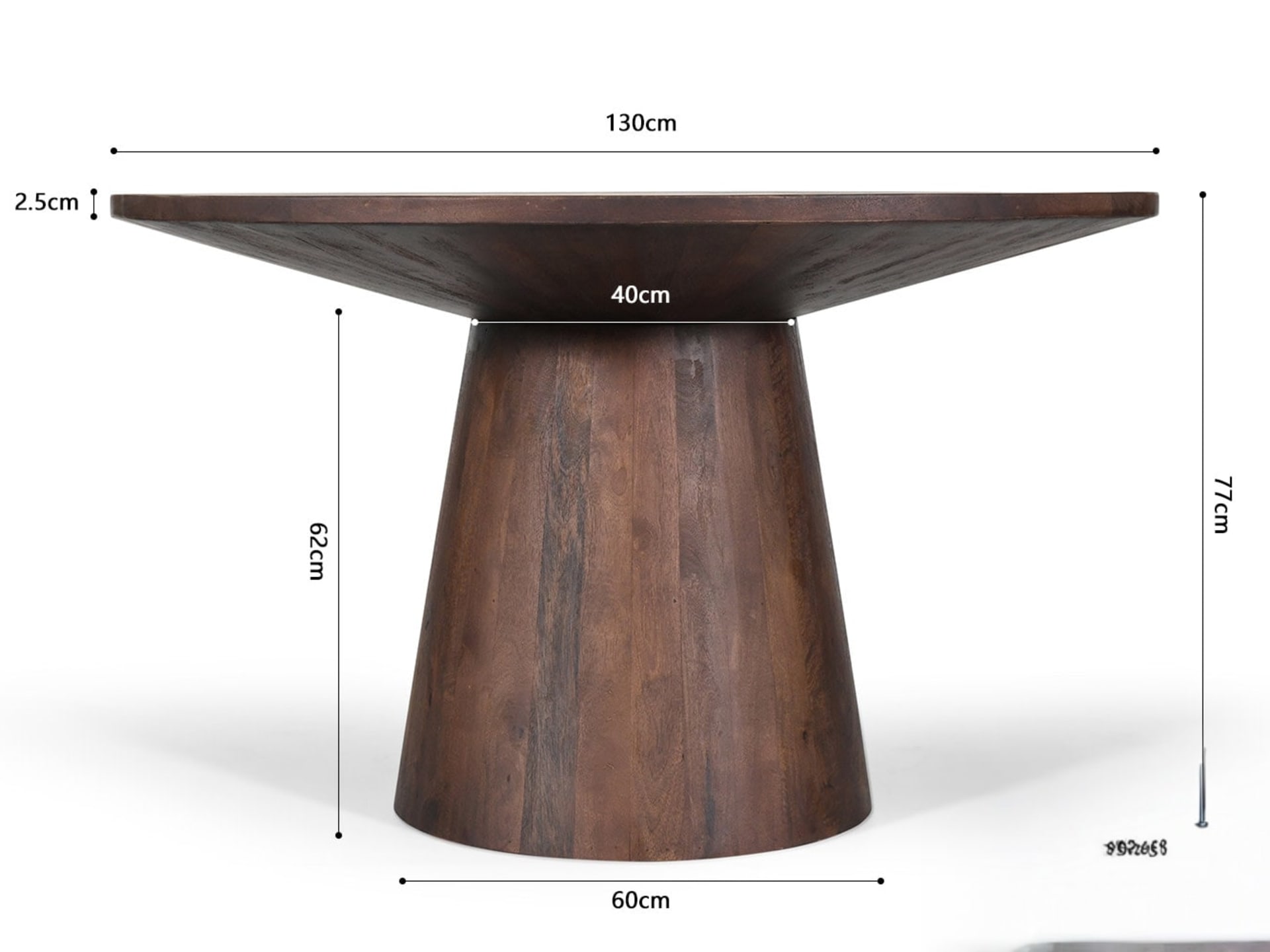 Tafel 'Tommy' 130 cm Rond Mango hout  Bruin — foto 5 van 5
