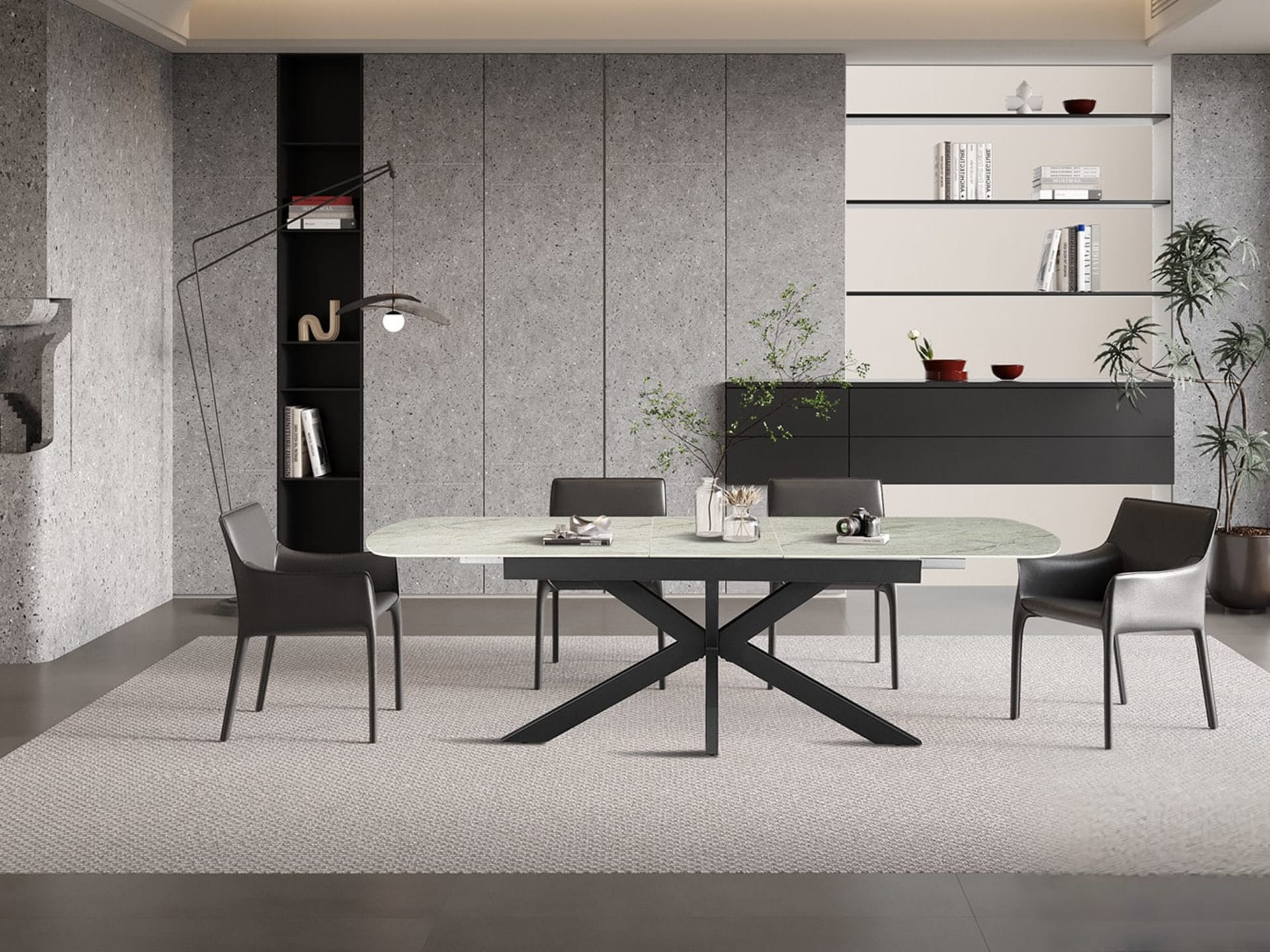 Uitschuifbare tafel 'Hestia' 180-220 cm Deens Ovaal Glanz. Steen Beige — foto 4 van 6