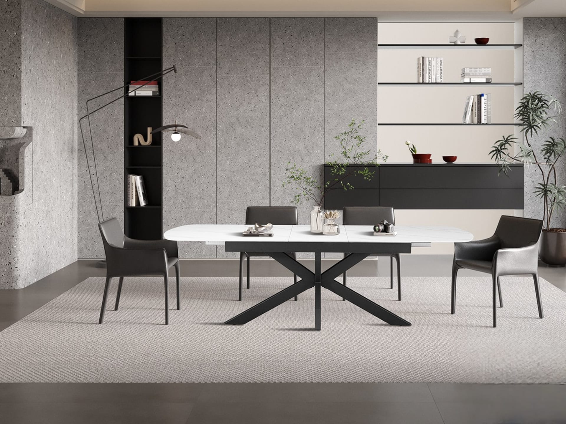 Uitschuifbare tafel 'Hestia' 180-220 cm Deens Ovaal Steen Wit — foto 4 van 6