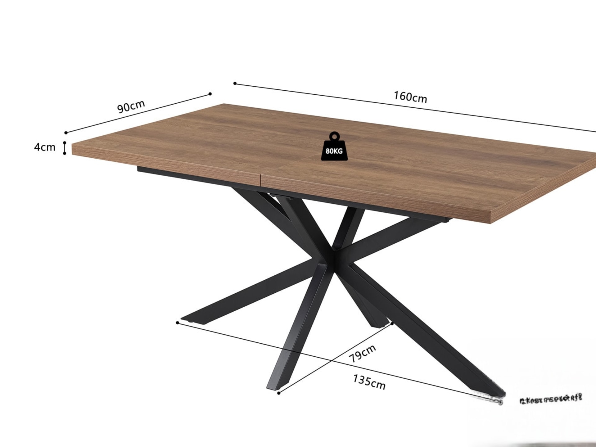 Uitschuifbare tafel 'Kos' 160-200 cm Donkerbruin — foto 6 van 7