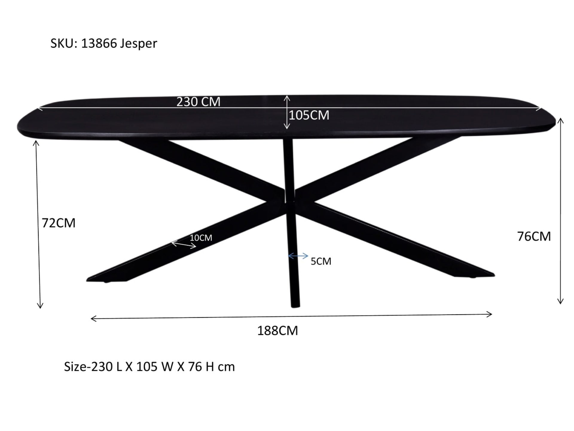 Jesper Danish Oval Black 230cm — foto 7 van 8
