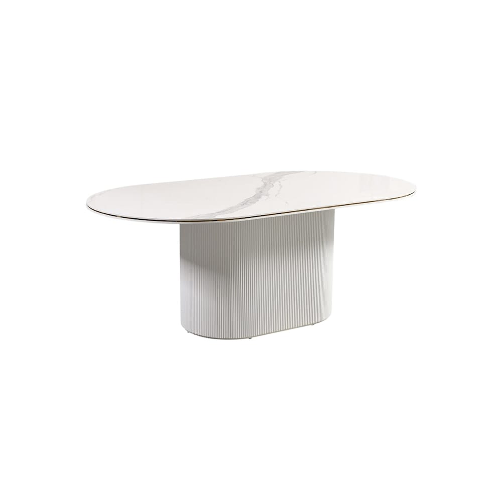 Aqua eettafel 180×100 wit/goud keramiek