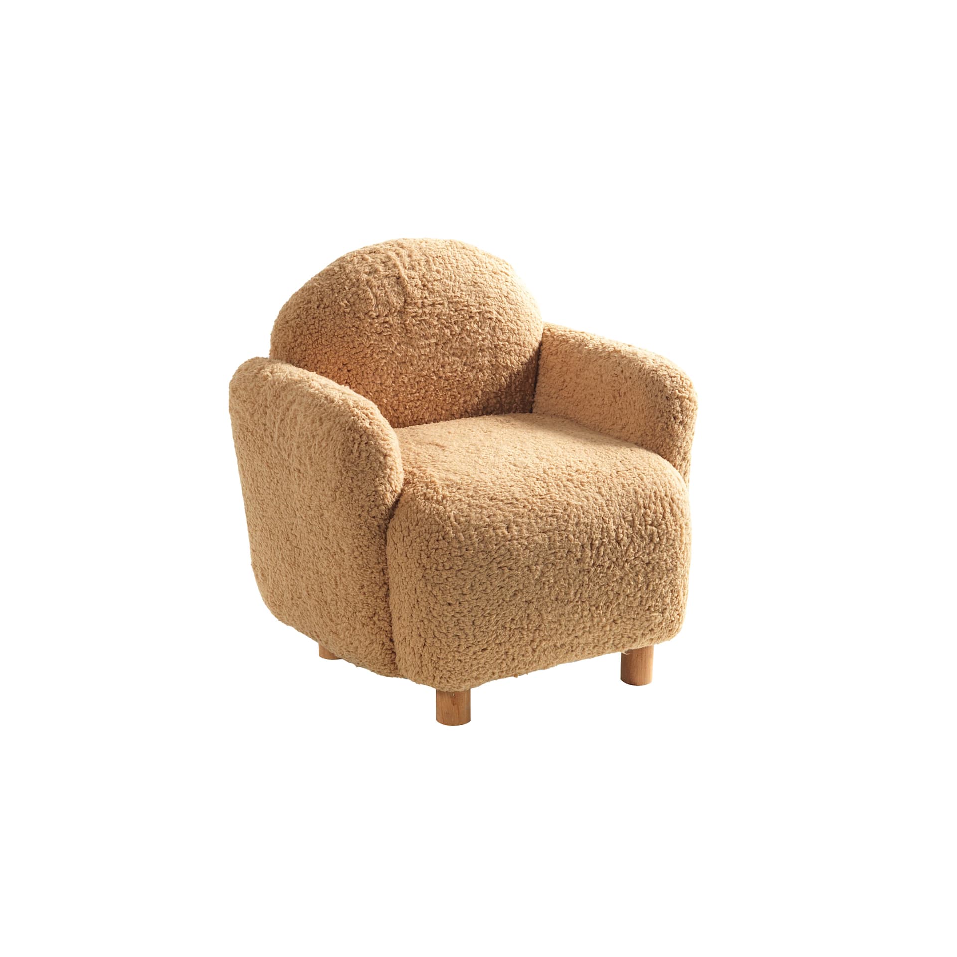 Fauteuil bouclé cognac