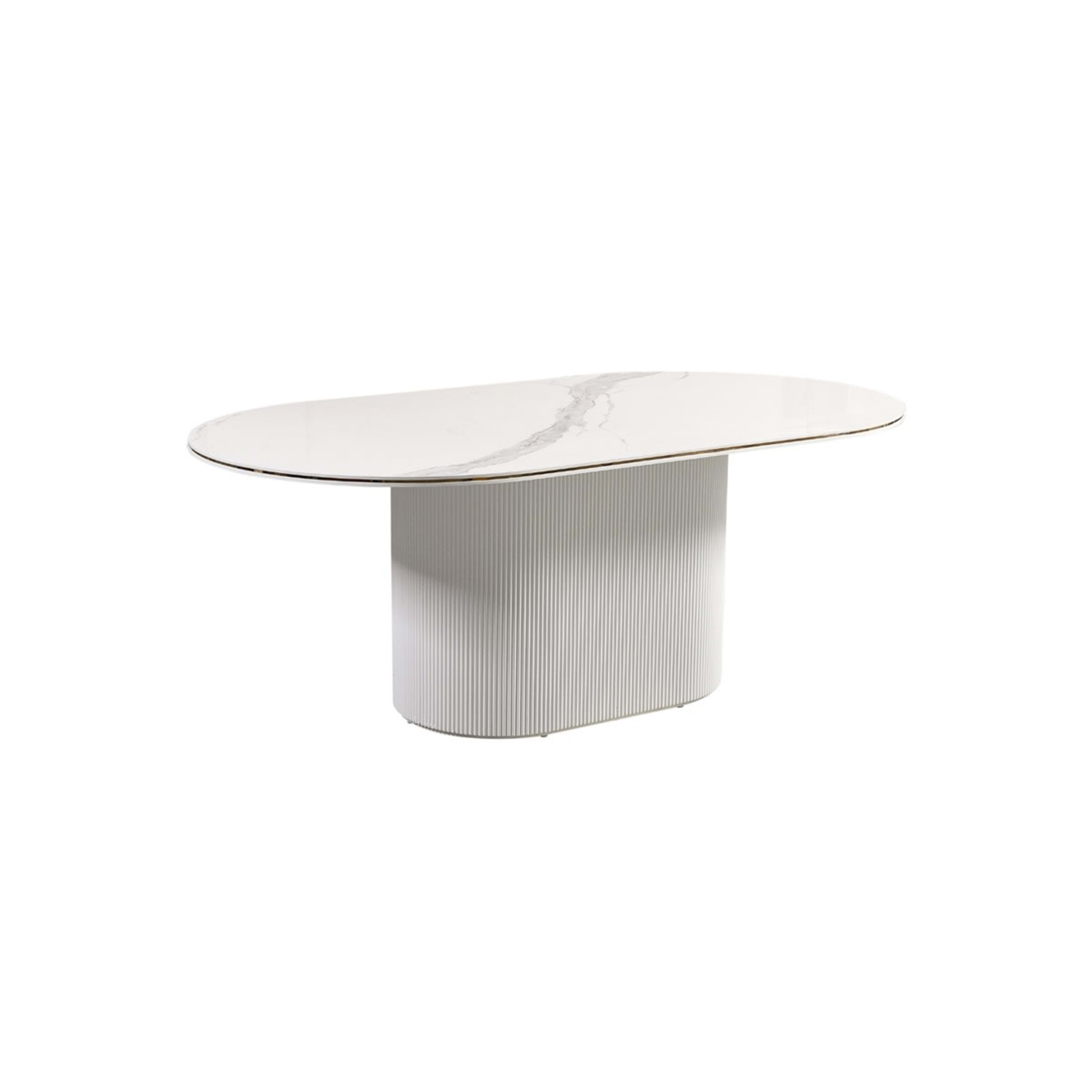 Aqua eettafel 180×100 wit/goud keramiek