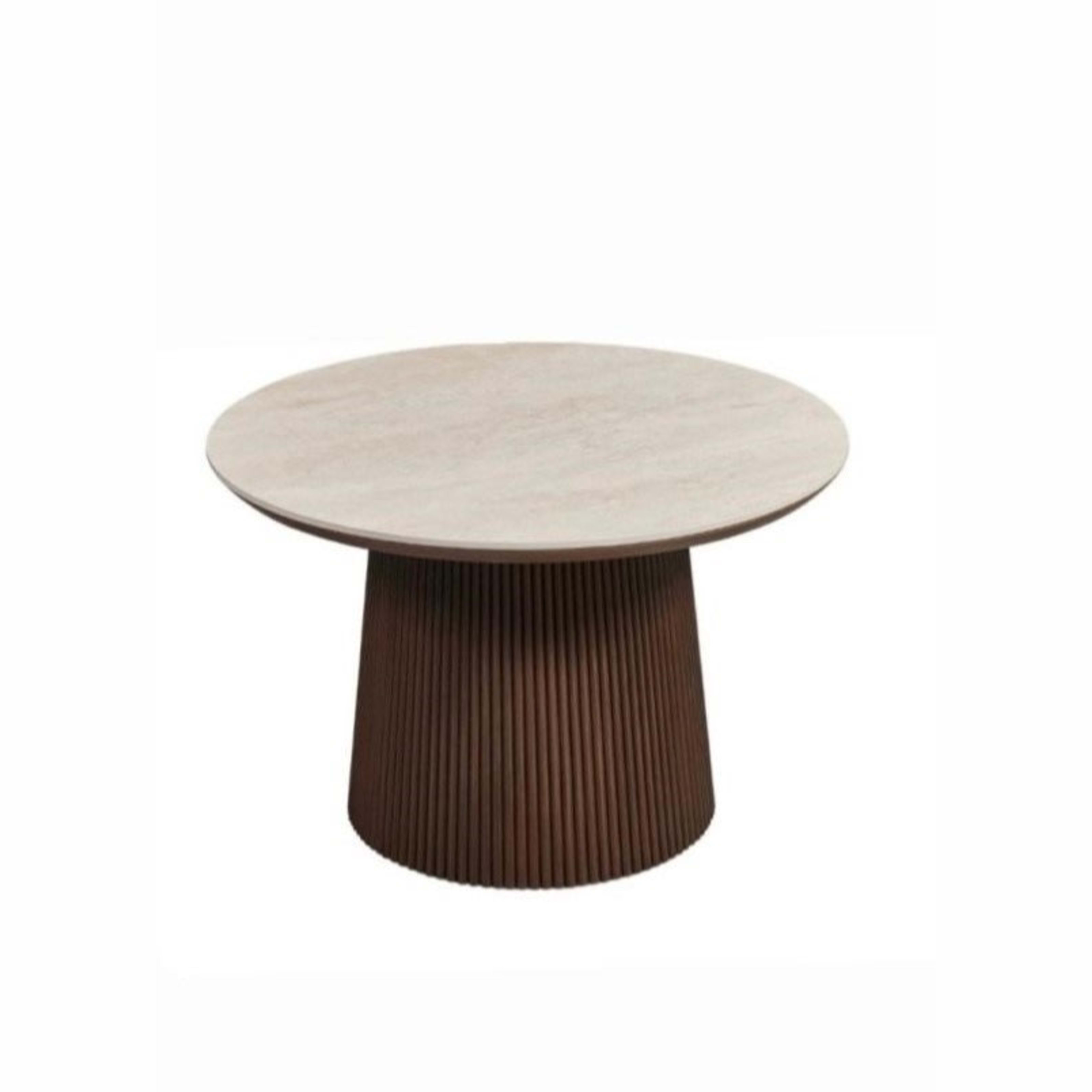 Aqua bijzettafel rond Ø65 bruin/beige keramiek