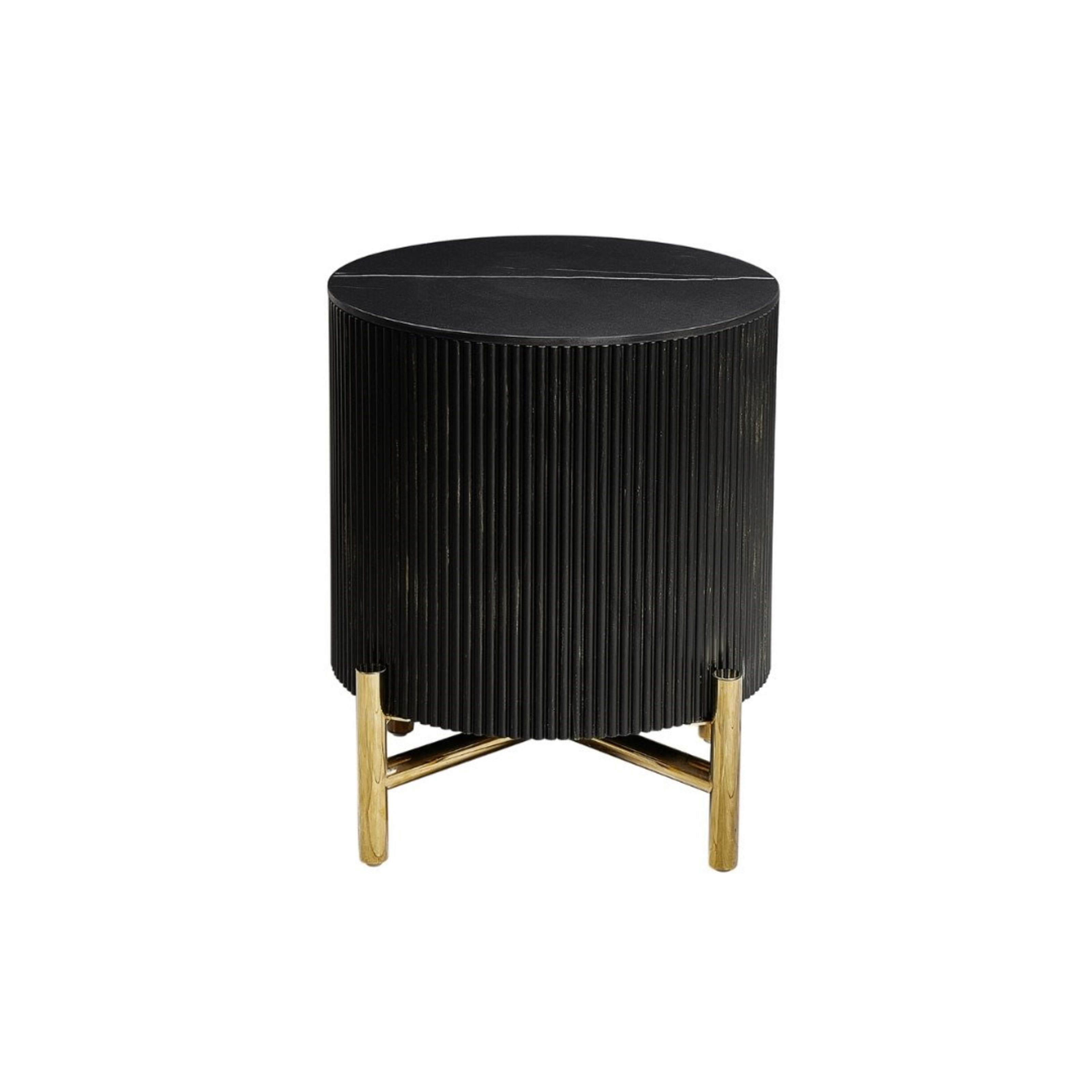 Aqua bijzettafel rond Ø45 zwart/goud keramiek