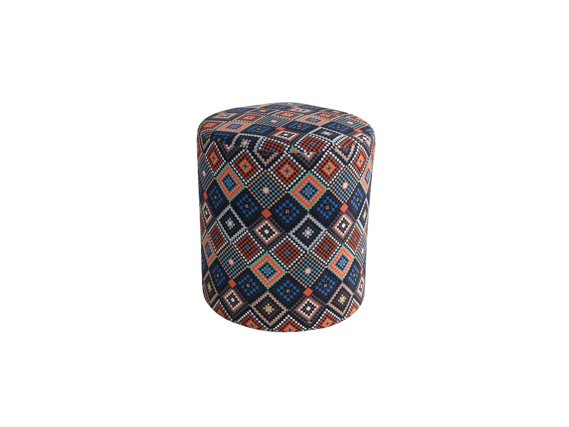 Poef ruitpatroon blauw