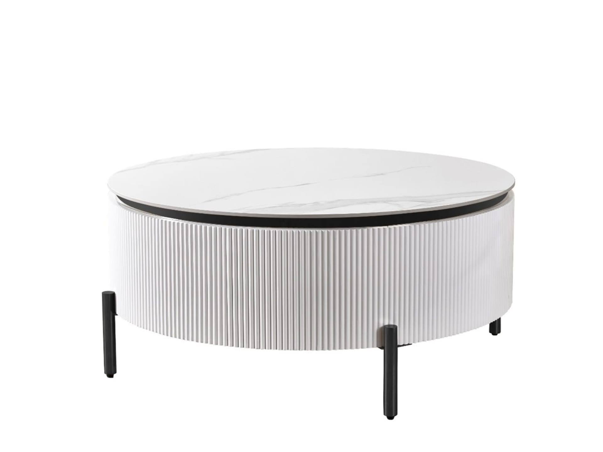 Aqua salontafel rond Ø100 wit/zwart keramiek — foto 1 van 2