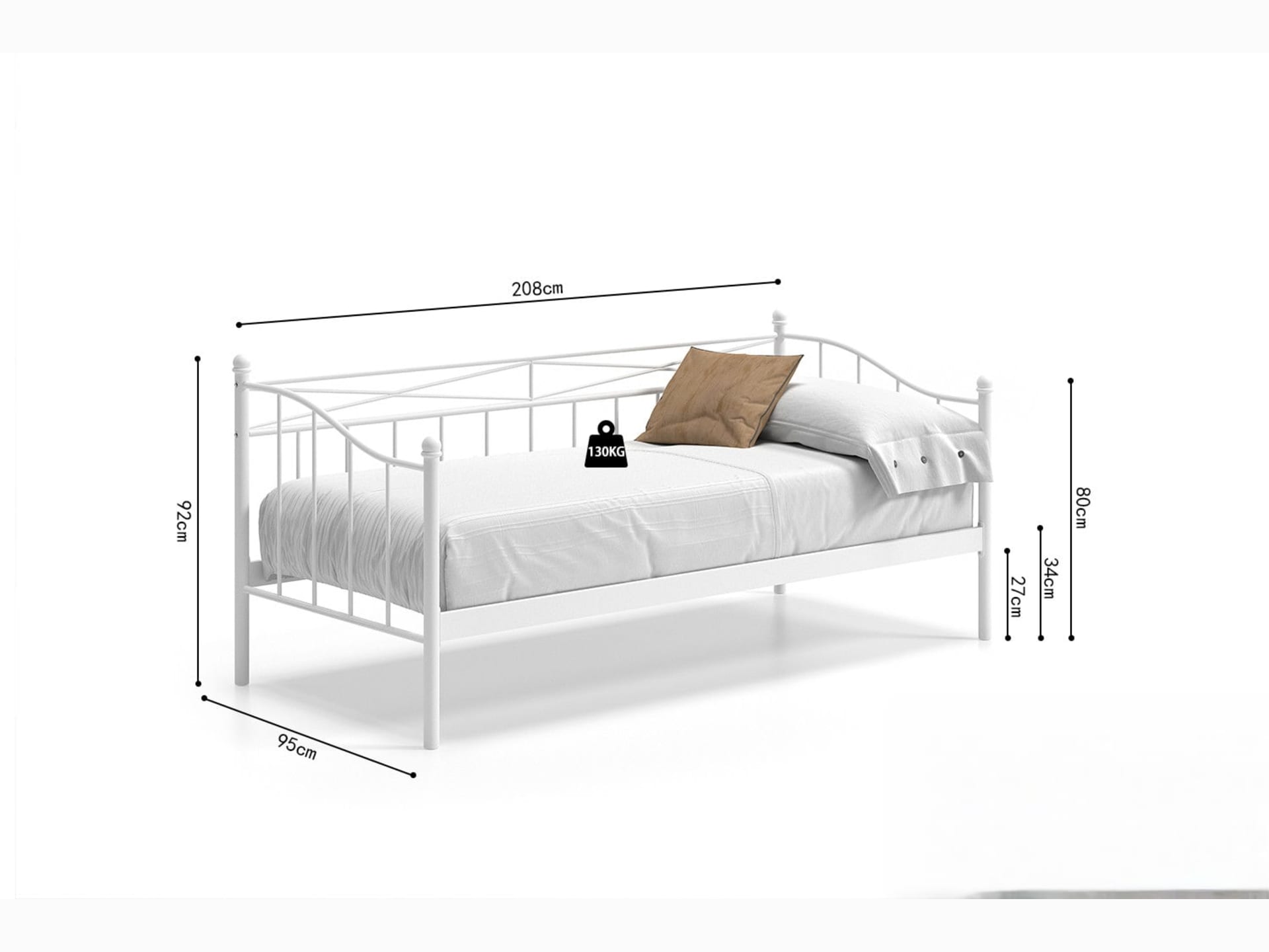Bed 'Sablo' 90×200 met lattenbodem Wit — foto 6 van 6