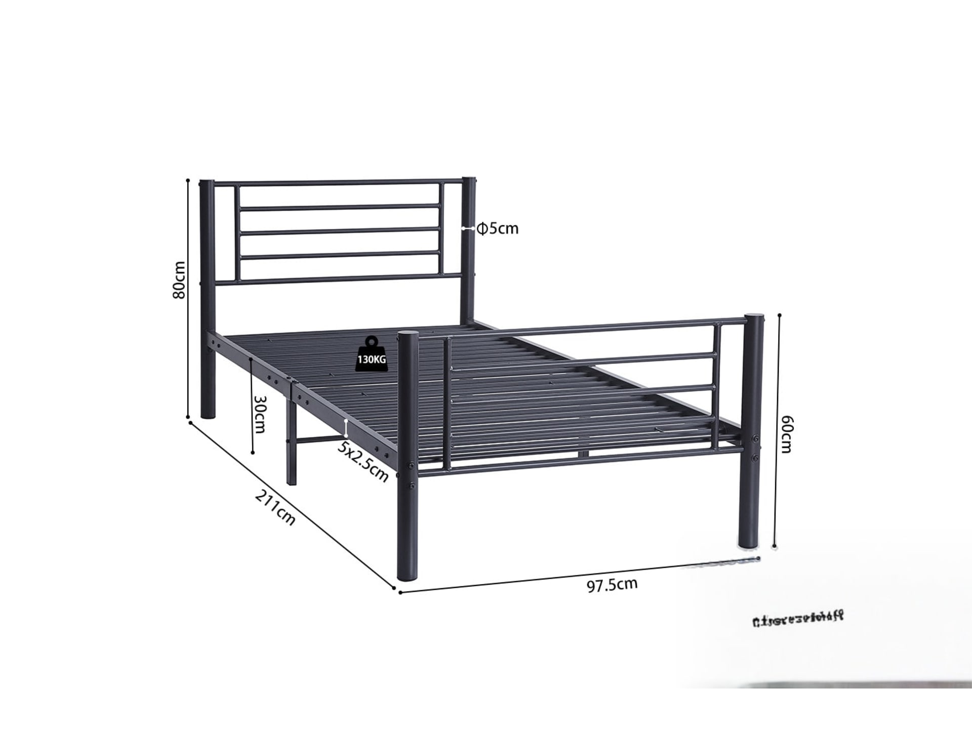 Bed 'Sammy' 90×200 Metaal Donkergrijs — foto 6 van 6