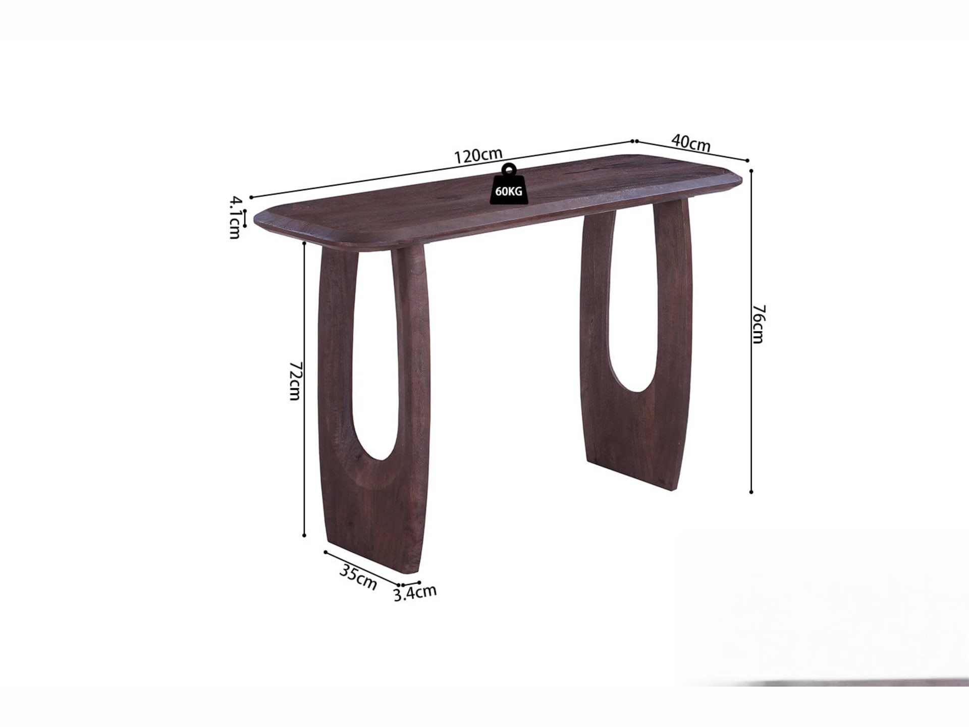 Console 'Braga' Deens Ovaal Mango hout Donkerbruin — foto 4 van 4