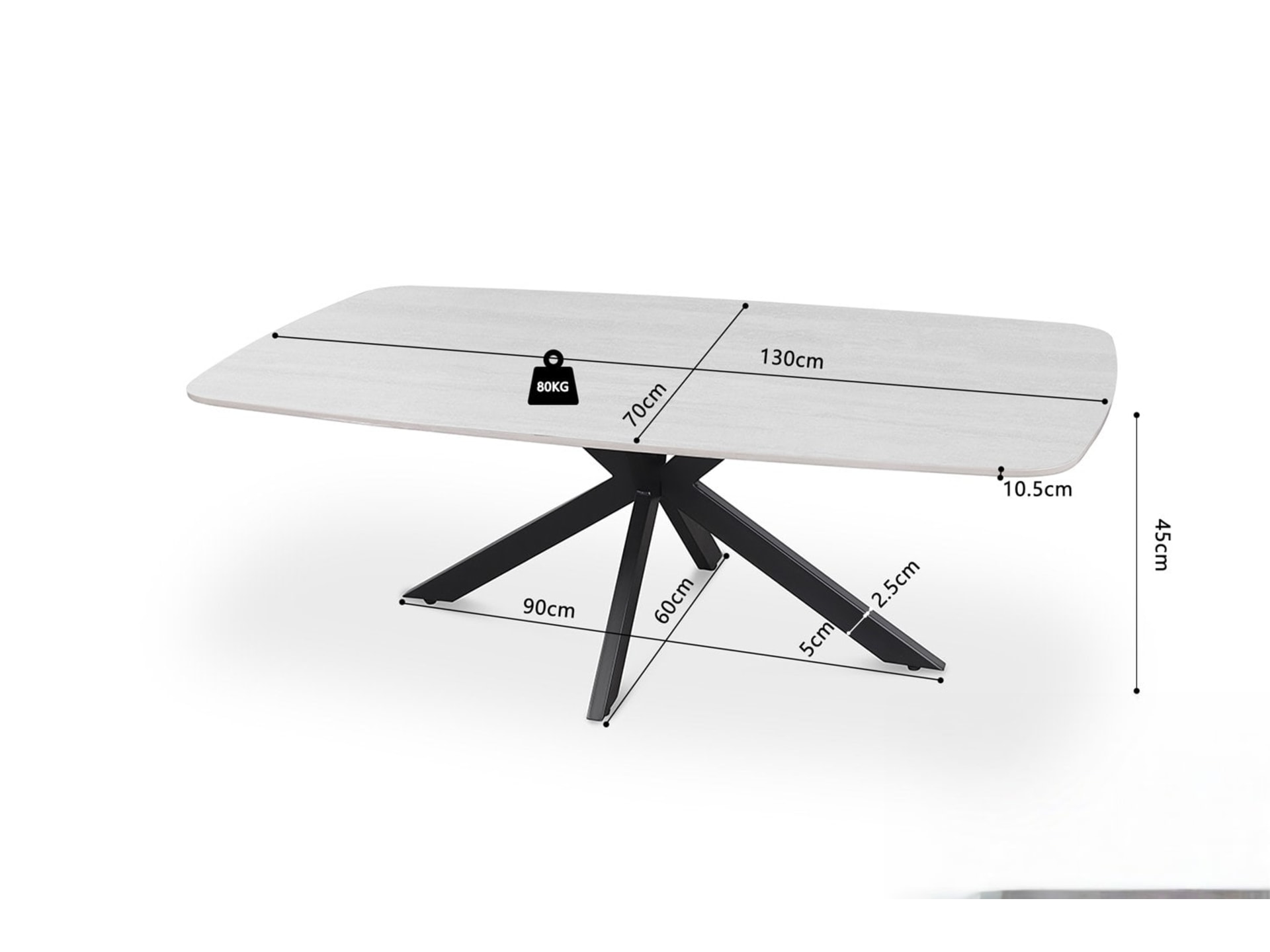 Salontafel 'Apollo' 130 cm Deens Ovaal Steen Baroque Grijs — foto 4 van 4