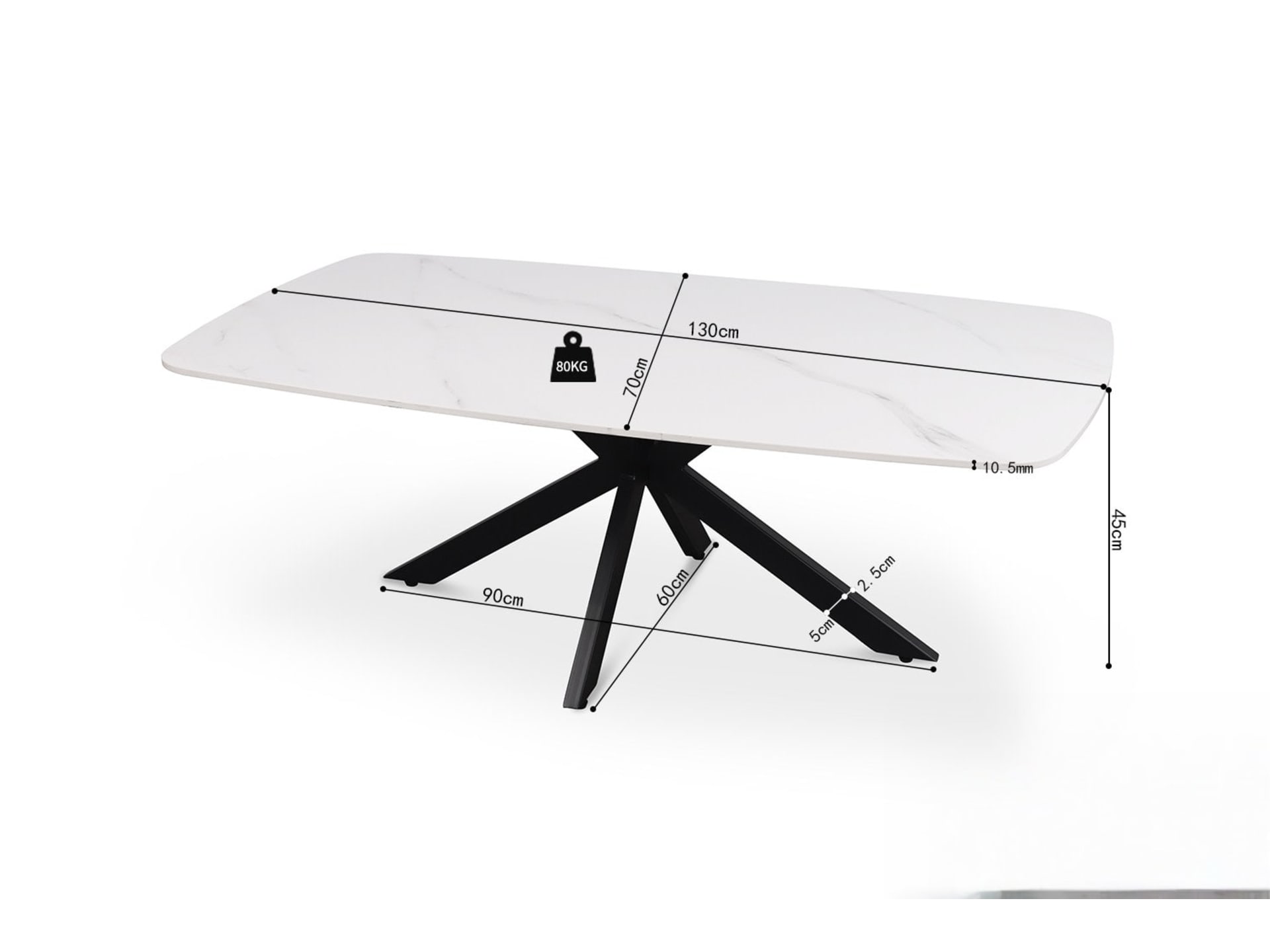 Salontafel 'Apollo' 130 cm Deens Ovaal Steen Wit — foto 4 van 4