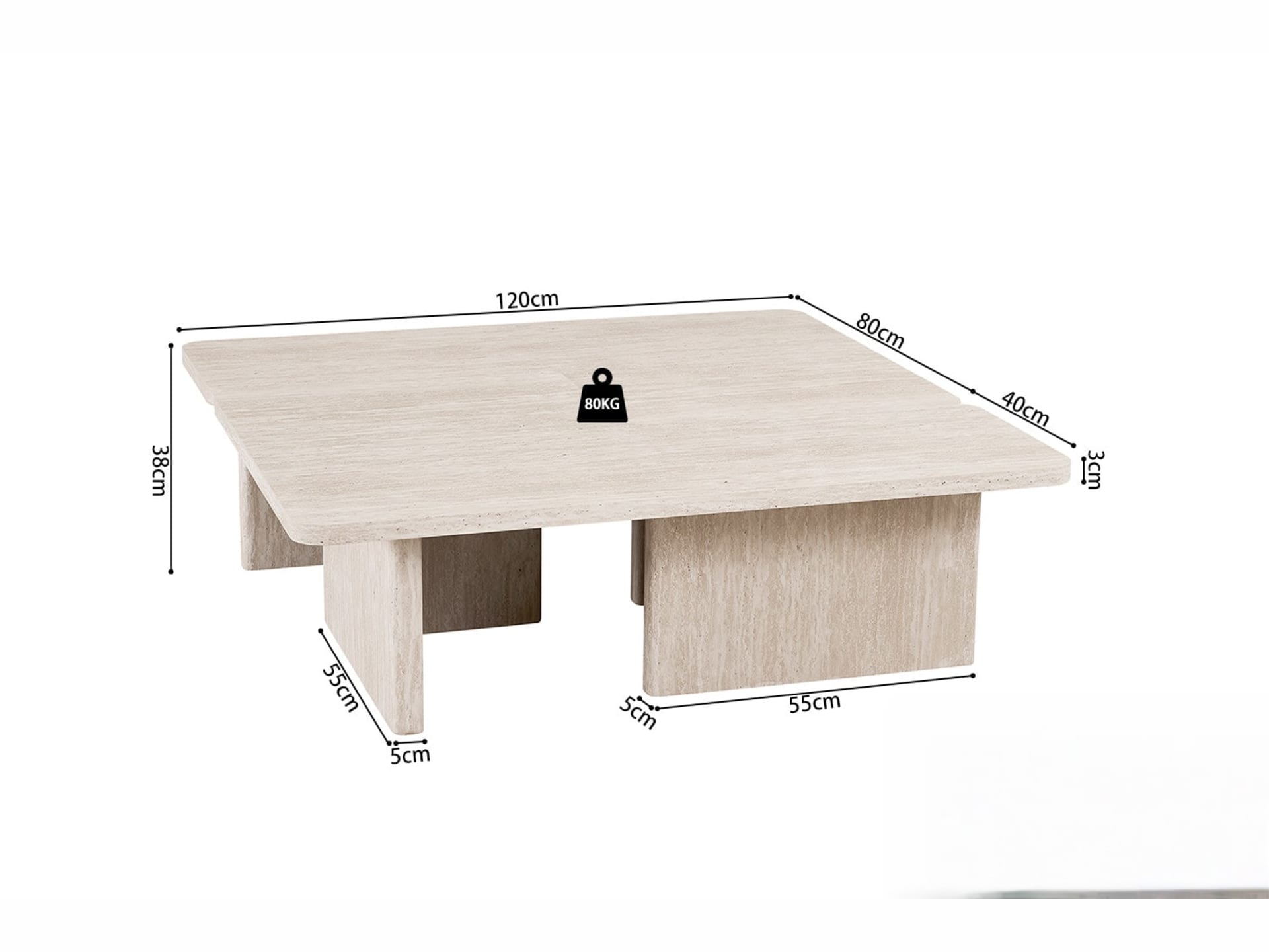 Salontafel 'Arallo' Decor Travertin Beige — foto 7 van 8