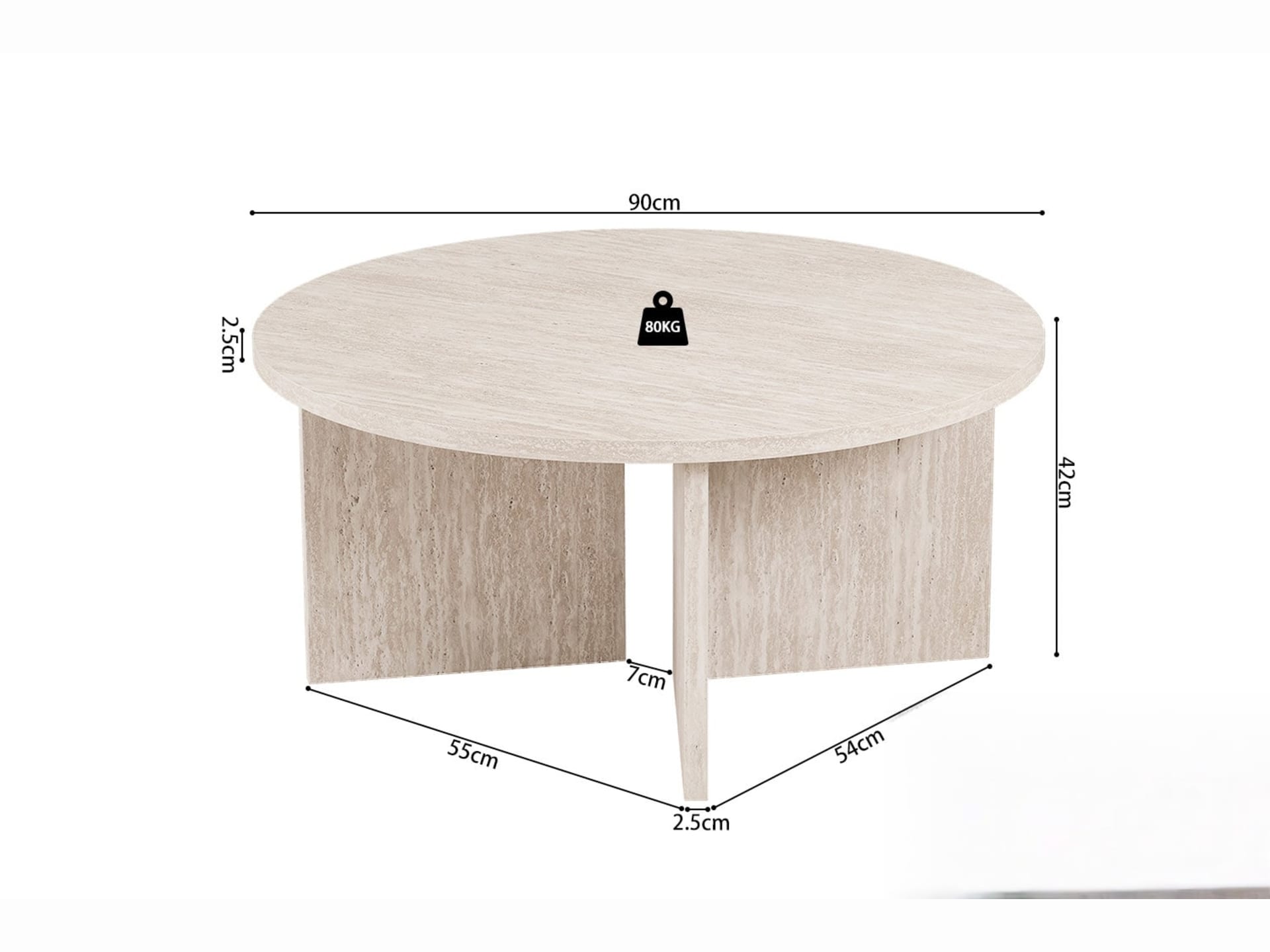 Salontafel 'Drasir' Rond Decor Travertin Beige — foto 4 van 4