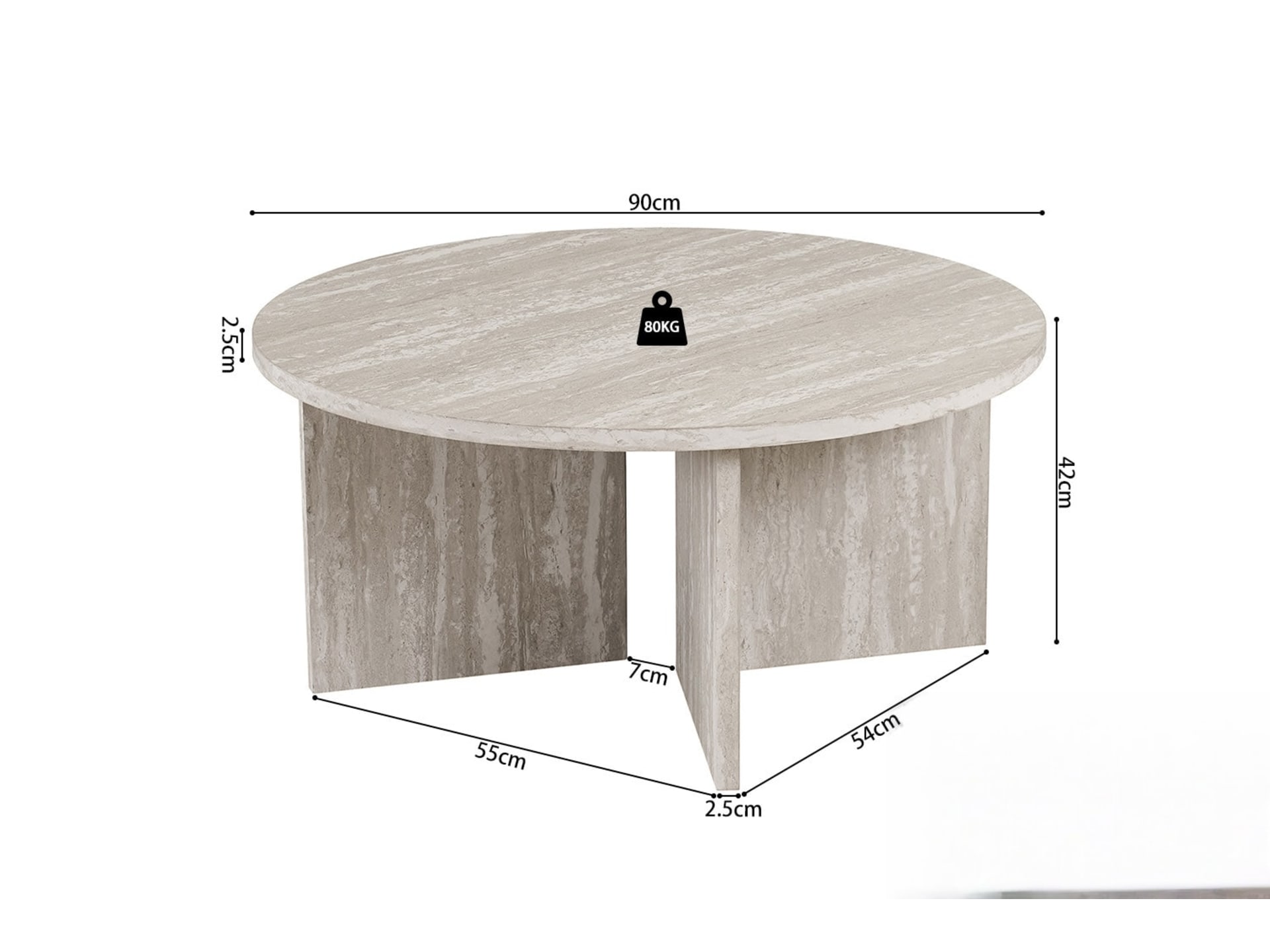 Salontafel 'Drasir' Rond Decor Travertin Grijs — foto 4 van 4