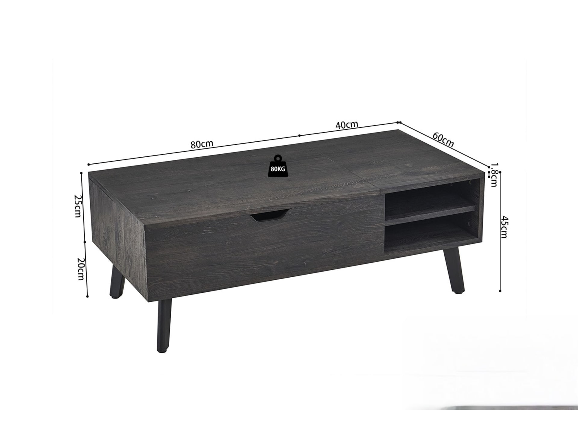 Salontafel 'Justine' Opklapbare top Decor Donkerbruin — foto 8 van 9