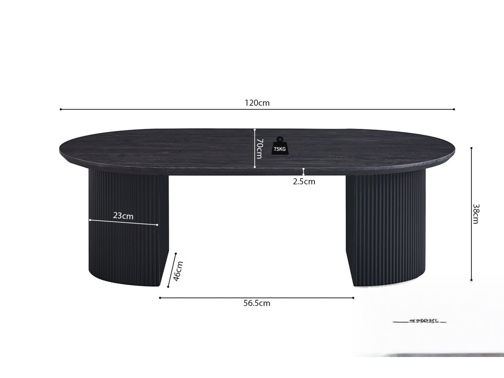 Salontafel 'Lagos' 120 cm Ovaal Decor Donkerbruin — foto 4 van 4