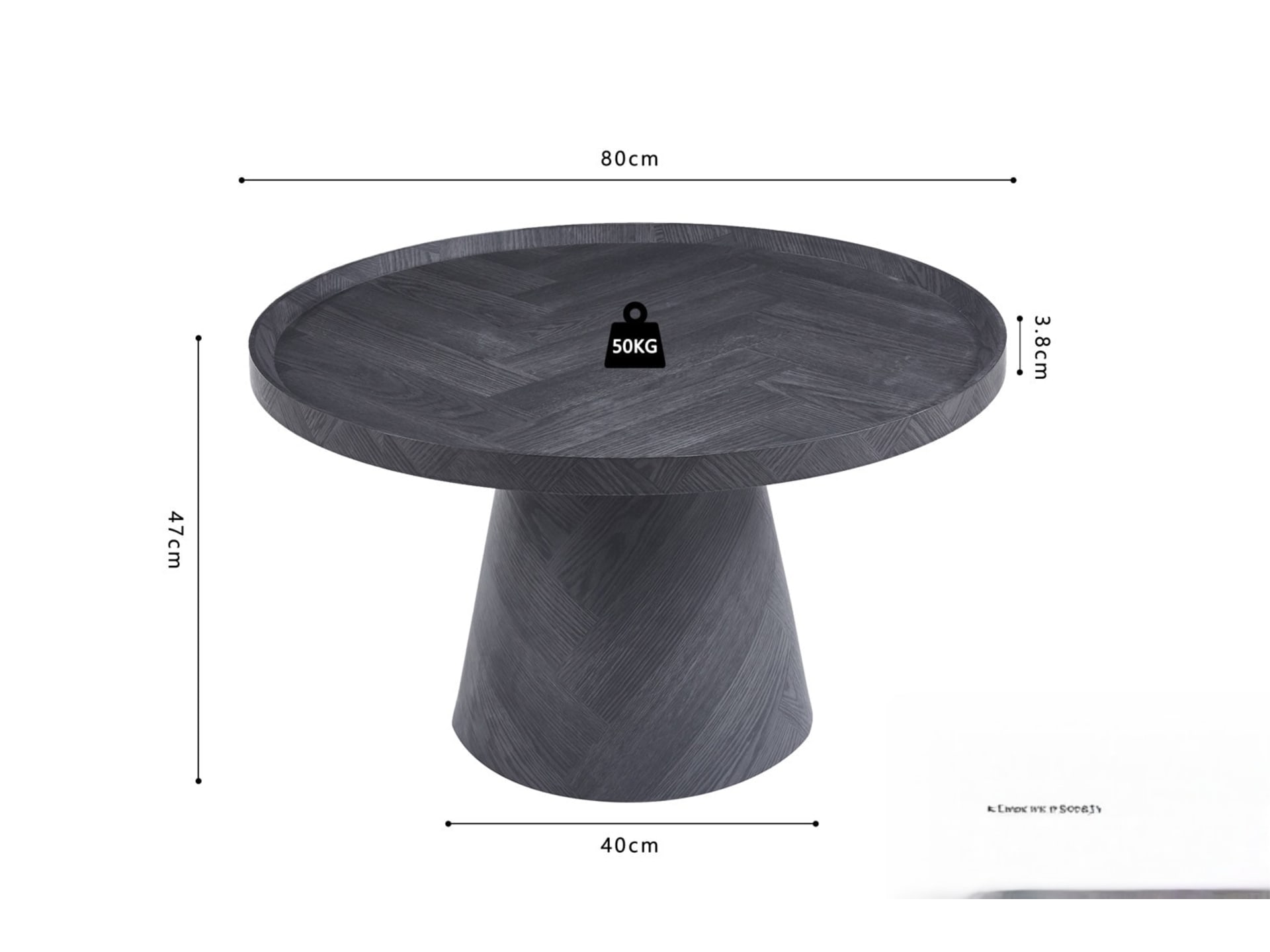 Salontafel 'Manus' 80 cm Decor Donkergrijs — foto 5 van 5