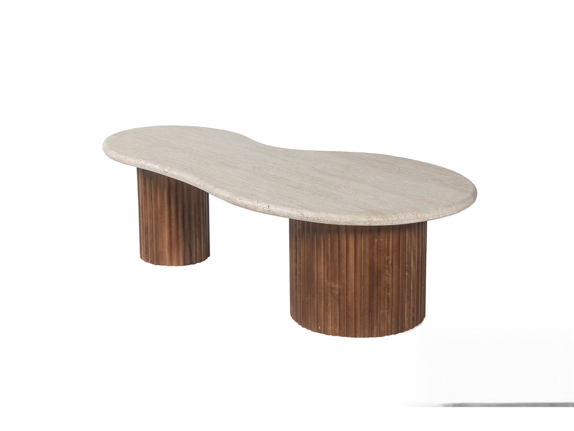Salontafel 'Marlon' 120 cm Mango hout met Travertin Beige — foto 4 van 5