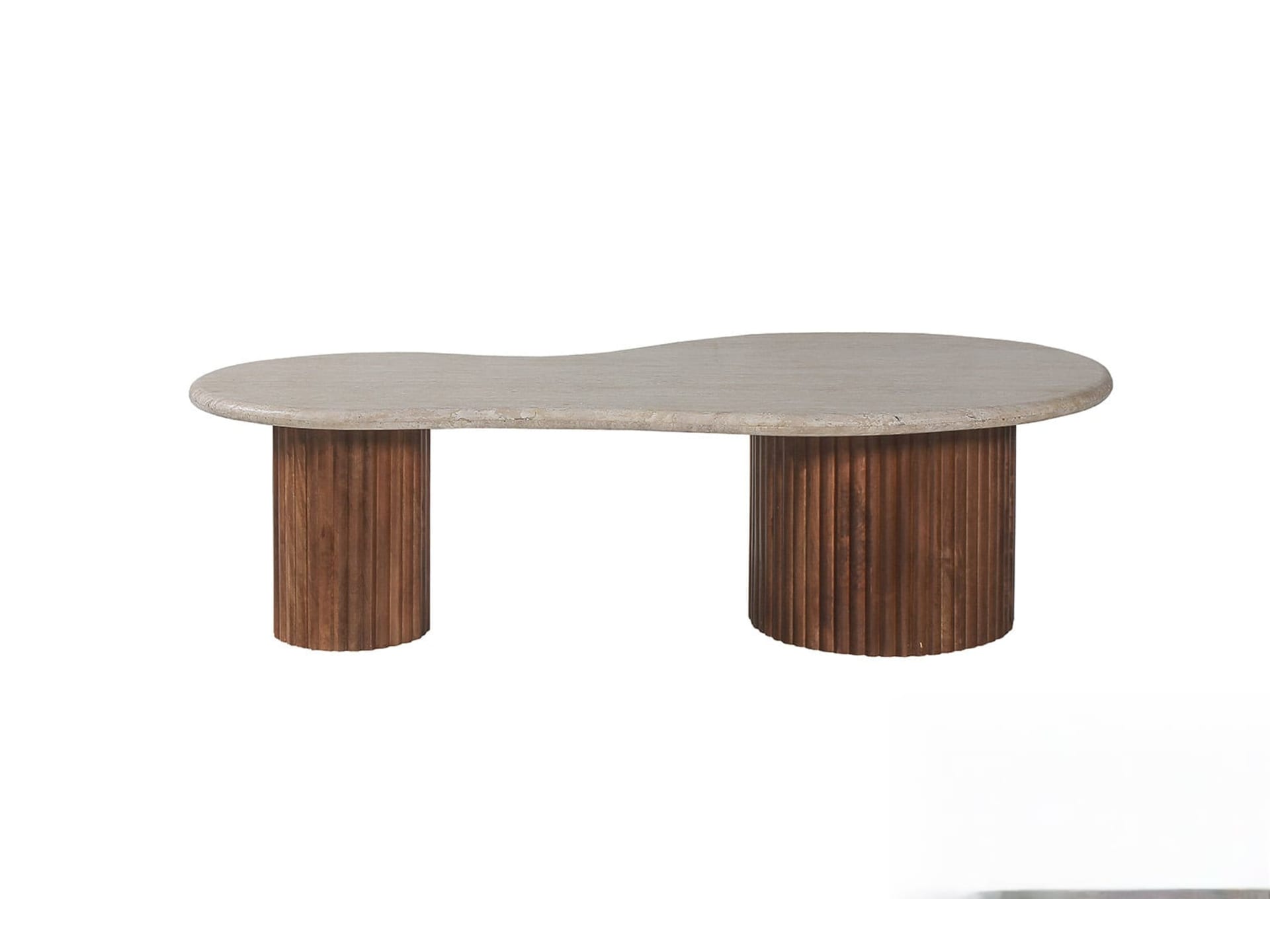 Salontafel 'Marlon' 120 cm Mango hout met Travertin Beige — foto 1 van 5