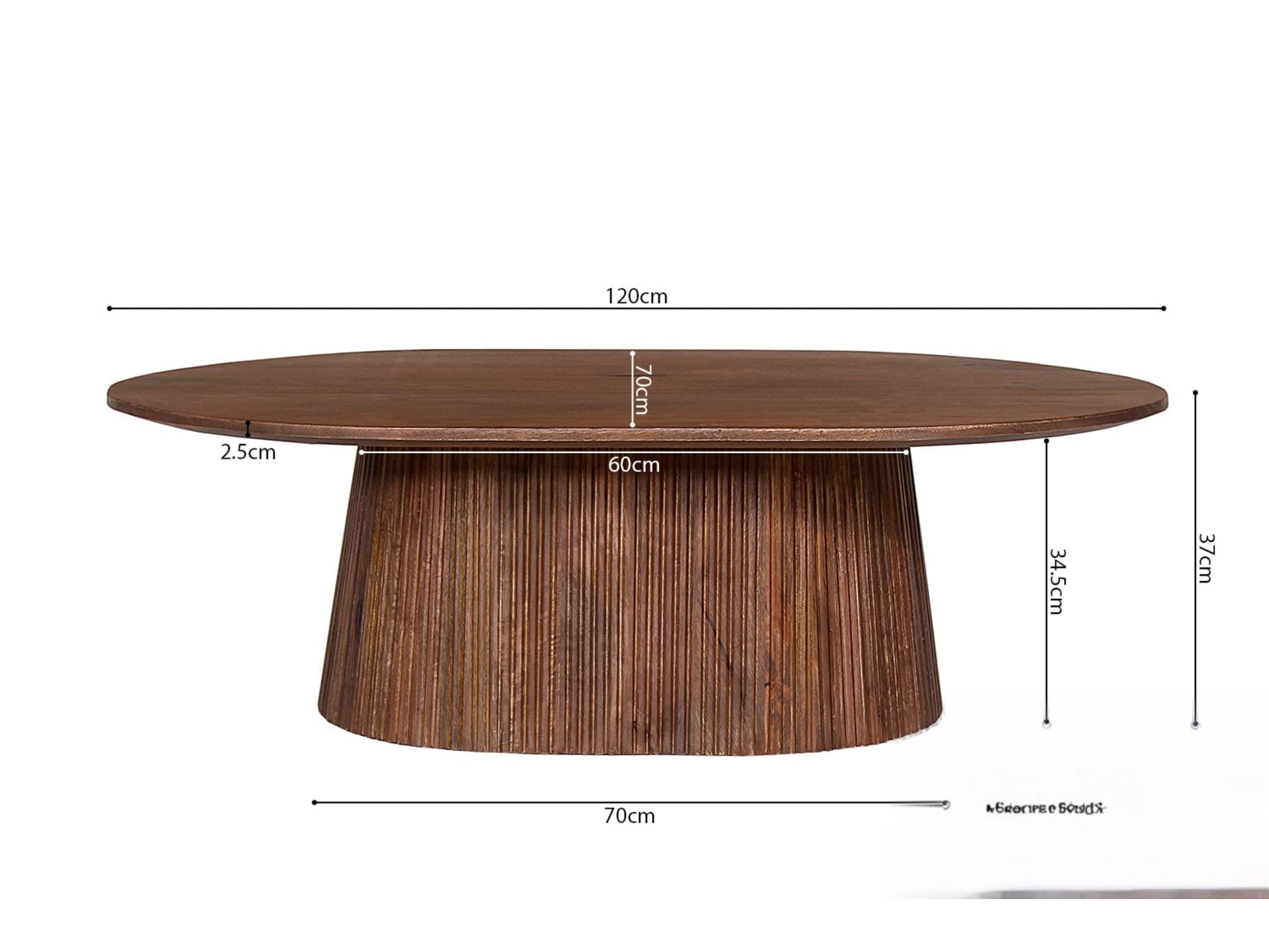 Salontafel 'Miguel' 120 cm Ovaal Mango hout Lichtbruin — foto 4 van 4