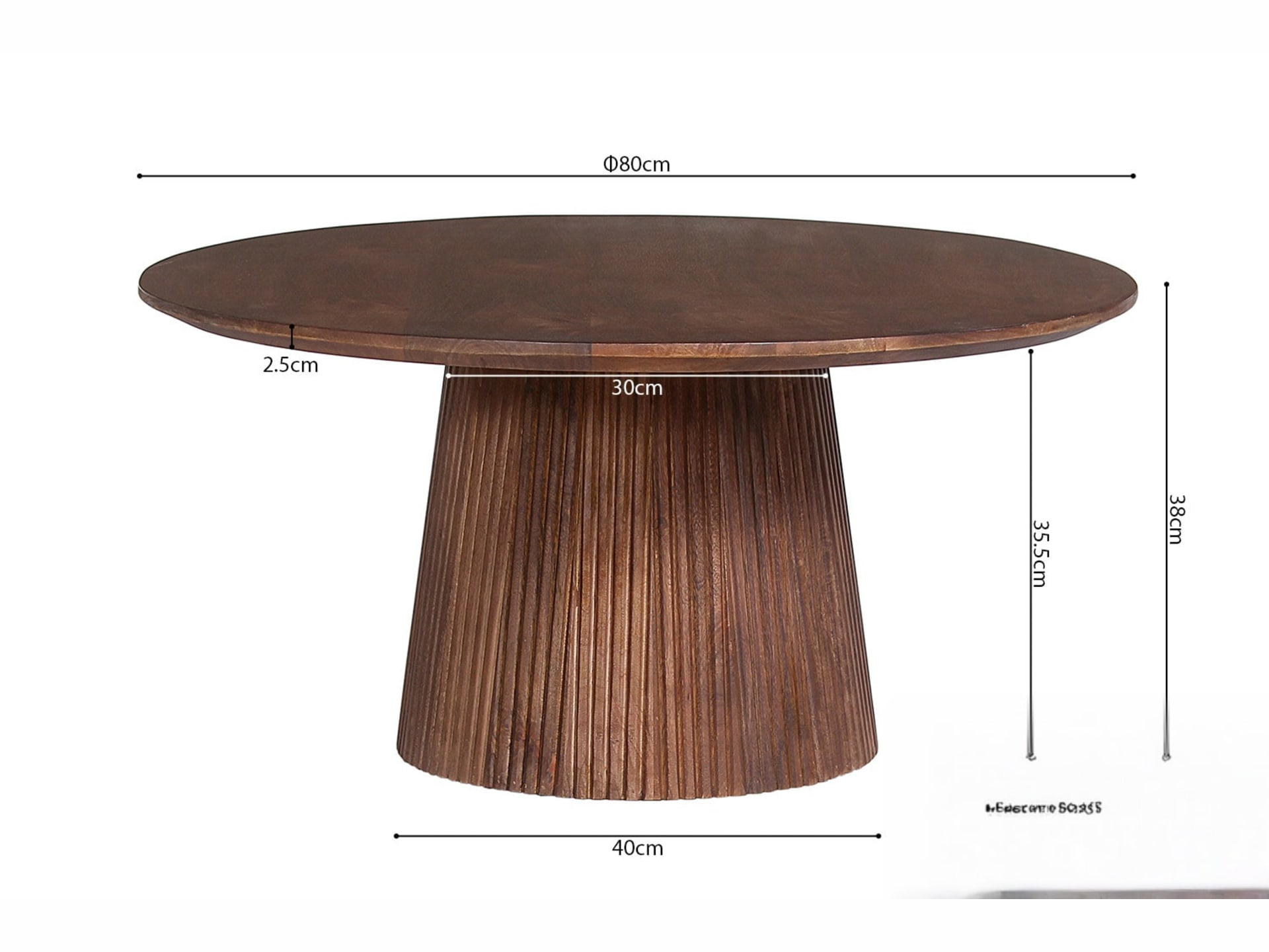 Salontafel 'Miguel' 80 cm Rond Mango hout Lichtbruin — foto 5 van 5