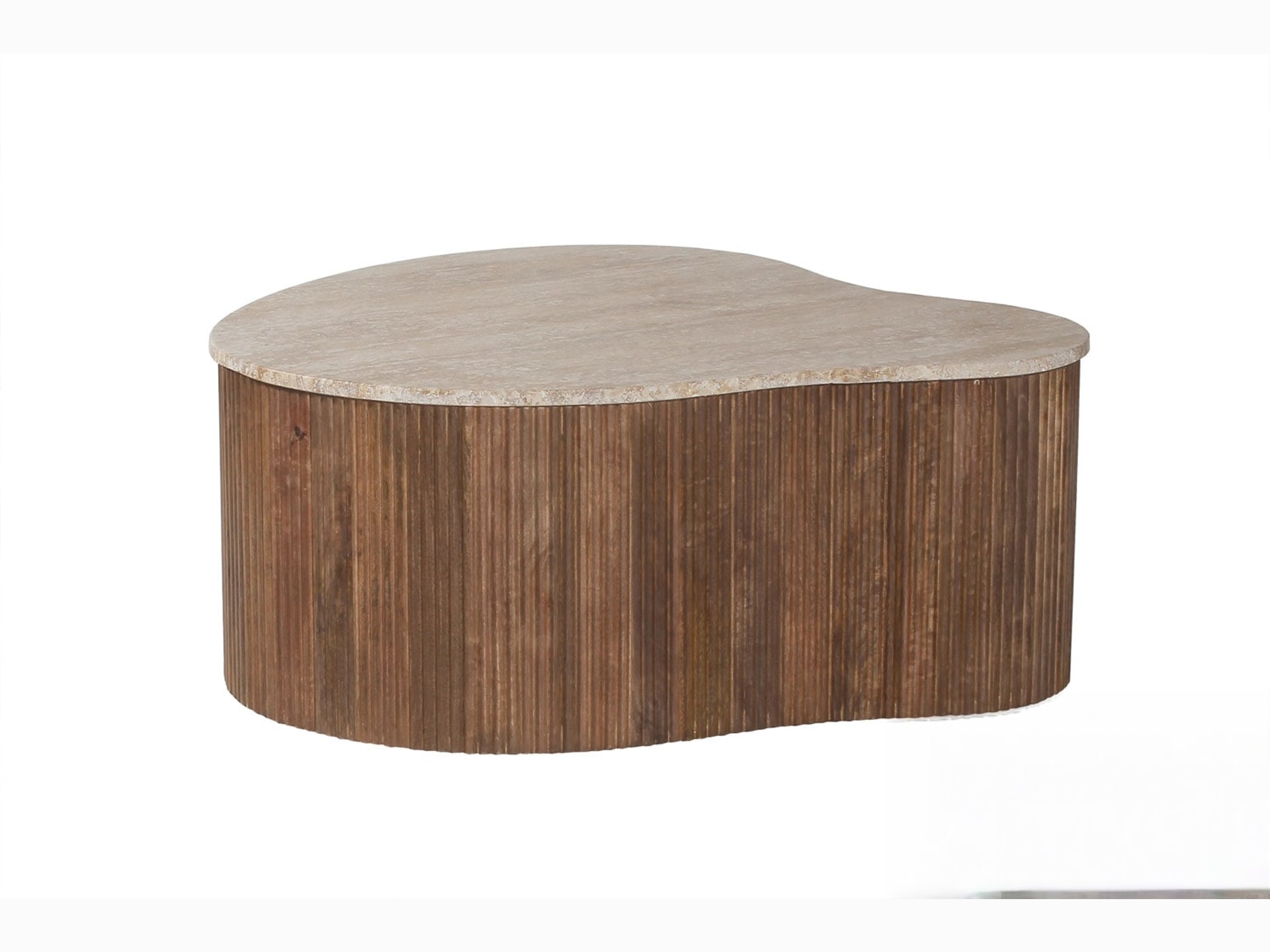 Salontafel 'Paul' 83 cm Mango hout met Travertin Beige — foto 1 van 5