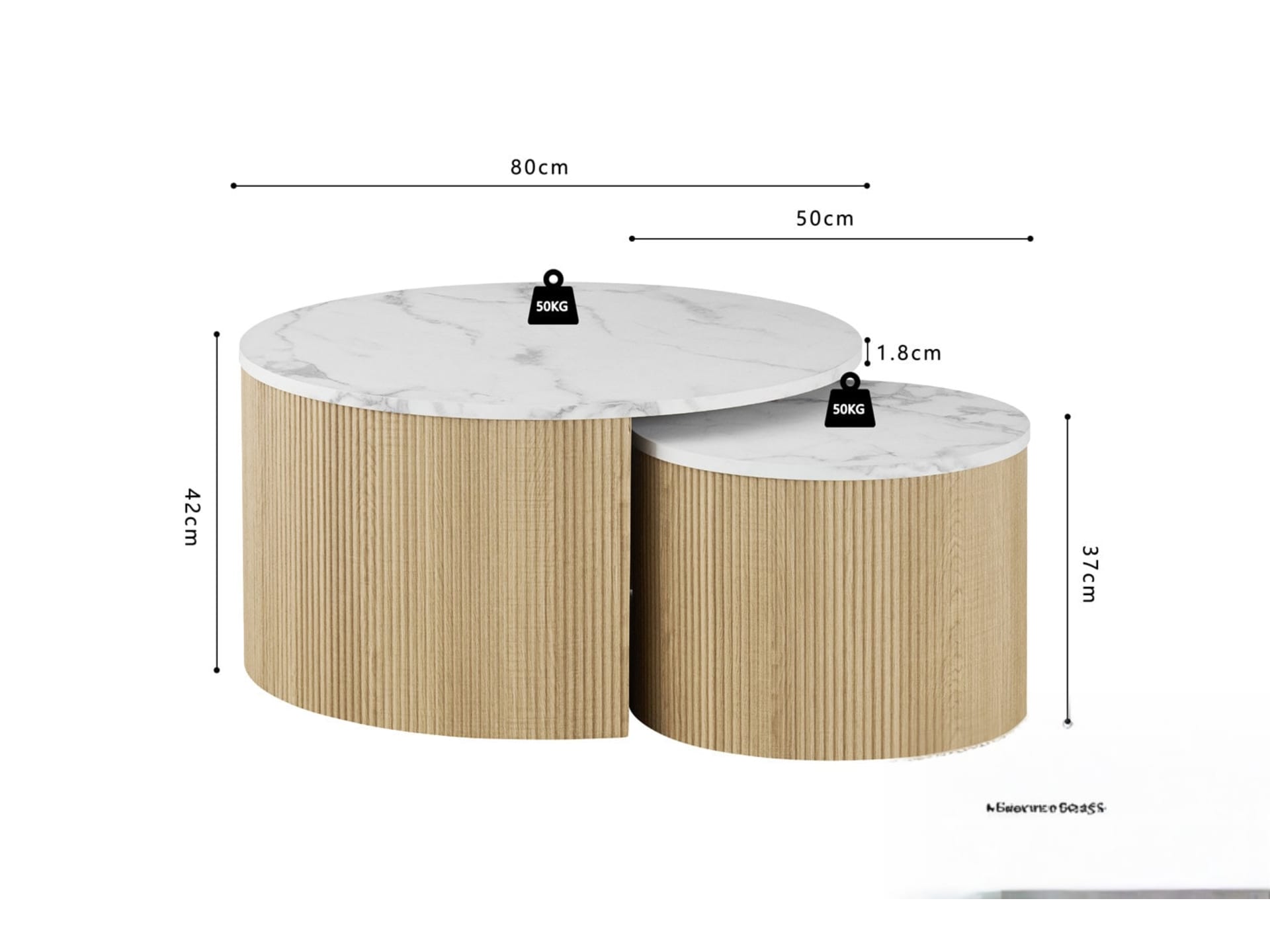 Salontafel 'Rowan' Rond Decor Marmer Beige — foto 4 van 4