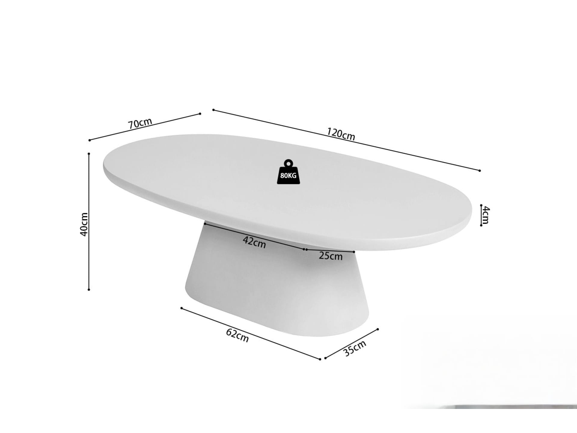 Salontafel 'Tavira' 120 cm Ovaal Cement Ecru — foto 6 van 6