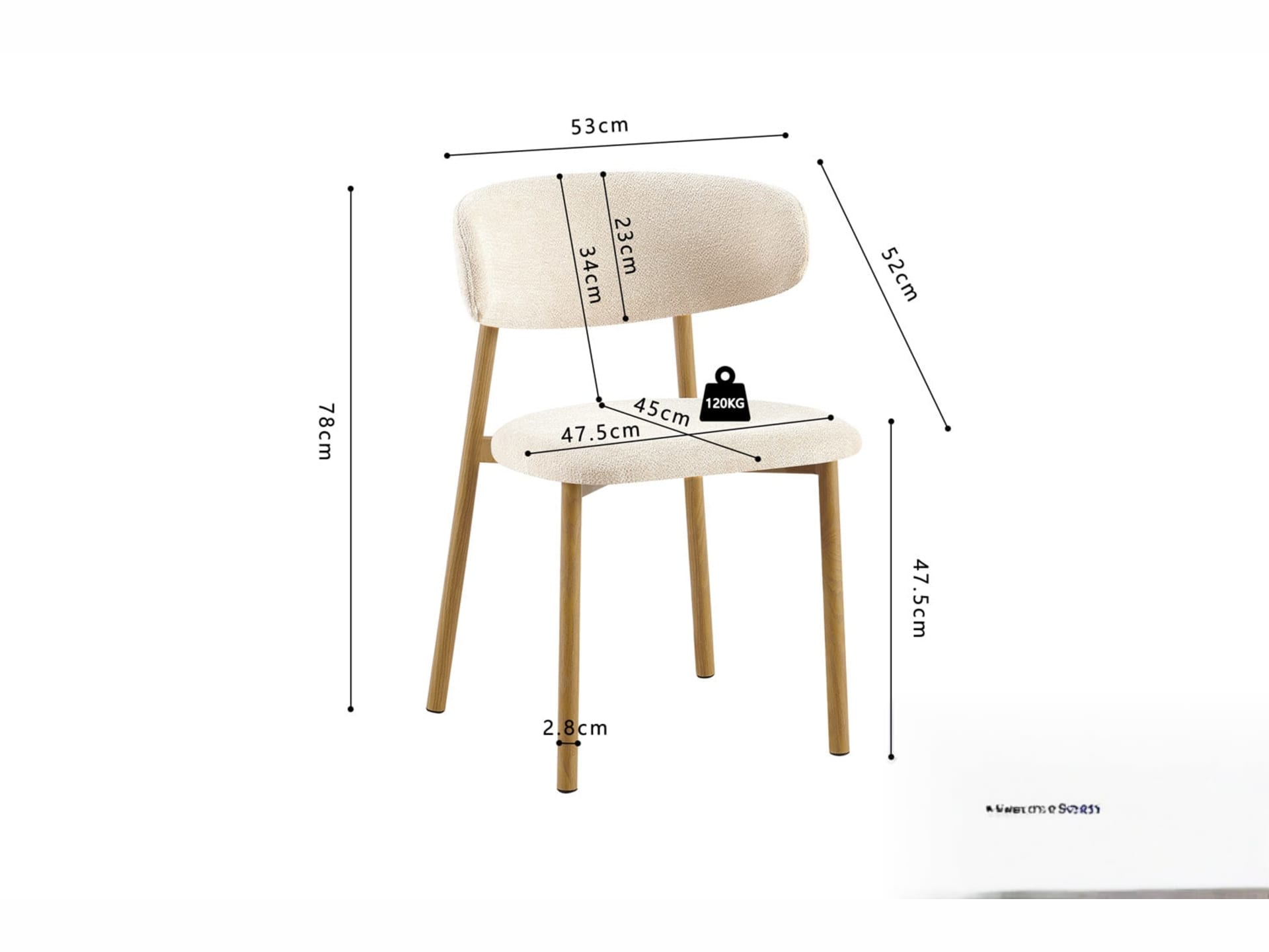 Stoel 'Coco' Naturel - Stof Fabb Raven 24 Beige — foto 4 van 4