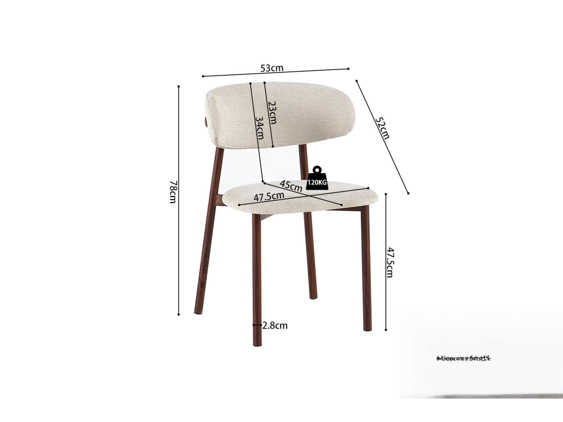 Stoel 'Coco' Walnoot - Stof Fabb Raven 24 Beige — foto 4 van 4