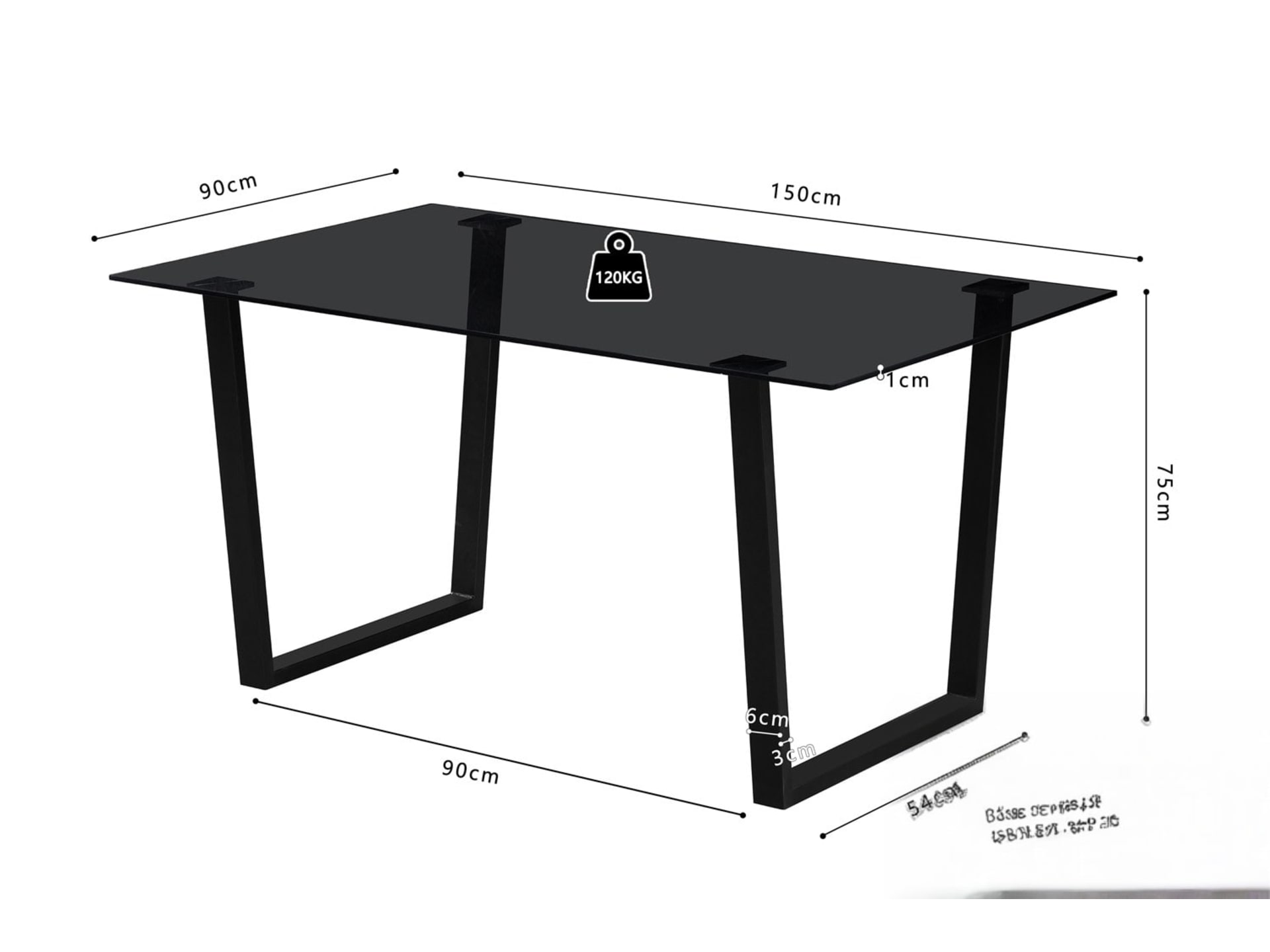 Tafel 'Boaz' 150 cm Rechthoekig Glas — foto 4 van 4