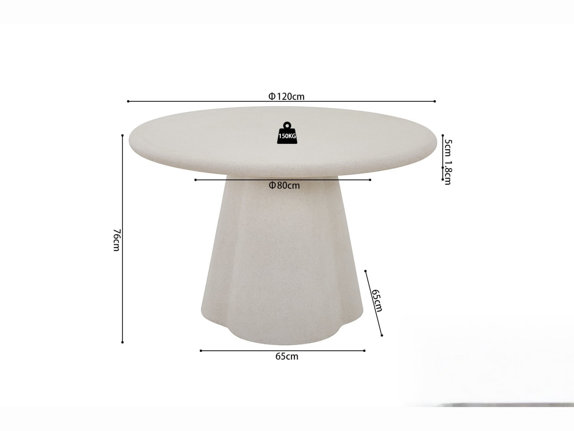Tafel 'Faro' 120 cm Rond Cement — foto 6 van 6