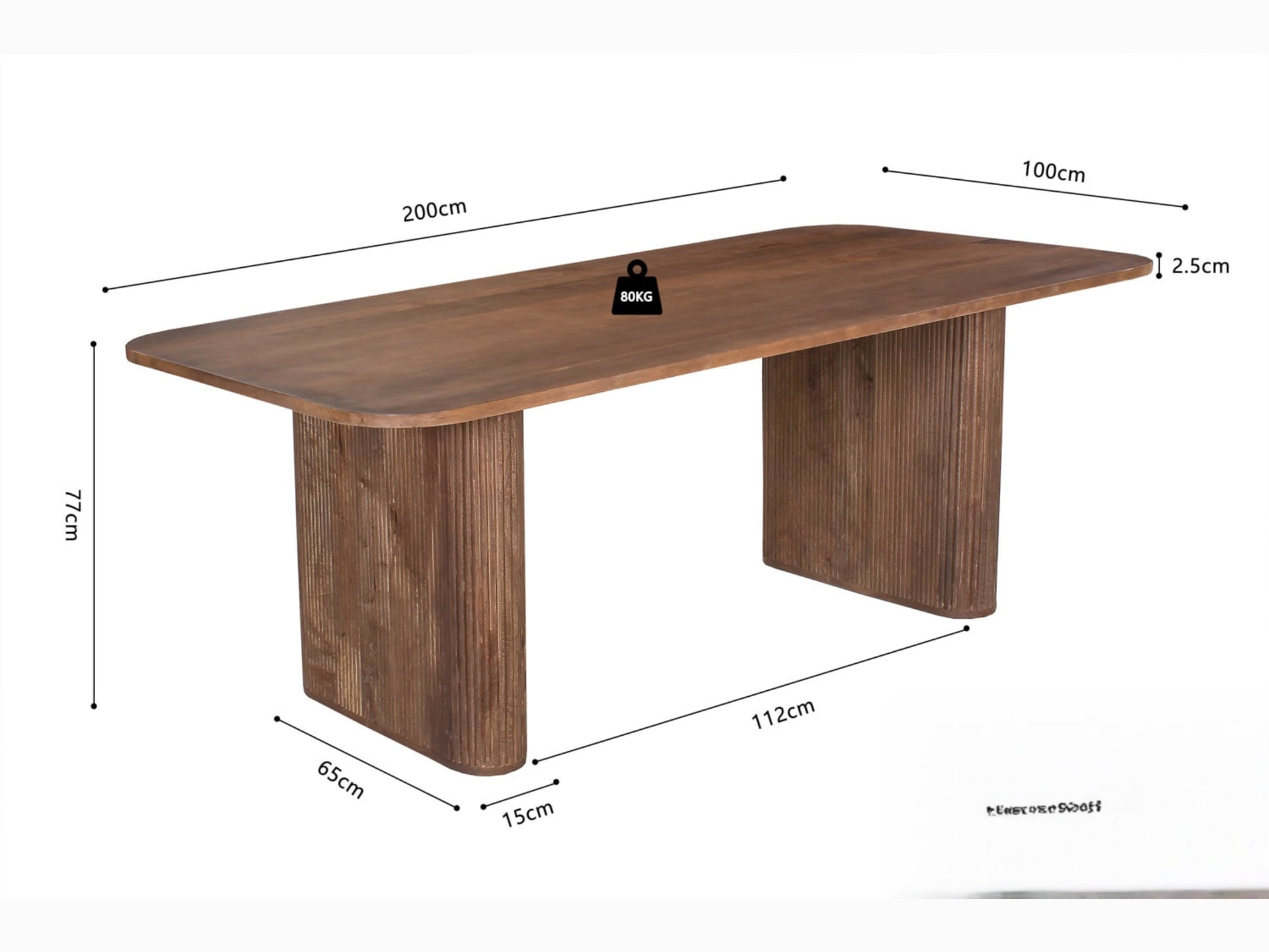Tafel 'Jean' 200 cm Deens Ovaal Mango hout Lichtbruin — foto 4 van 4