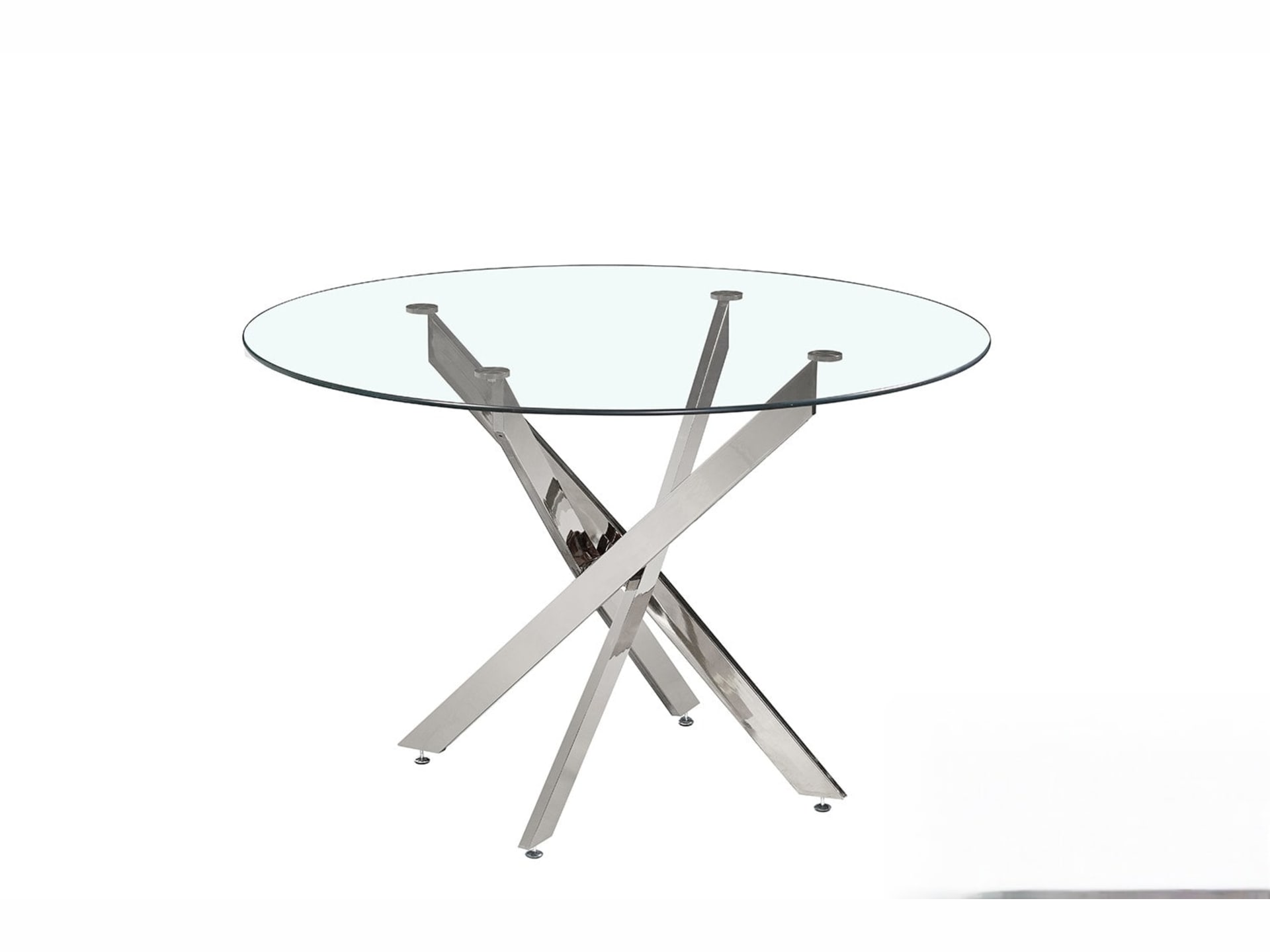 Tafel 'Lasi' 120 cm Rond Glas, Poten Chroom — foto 1 van 4