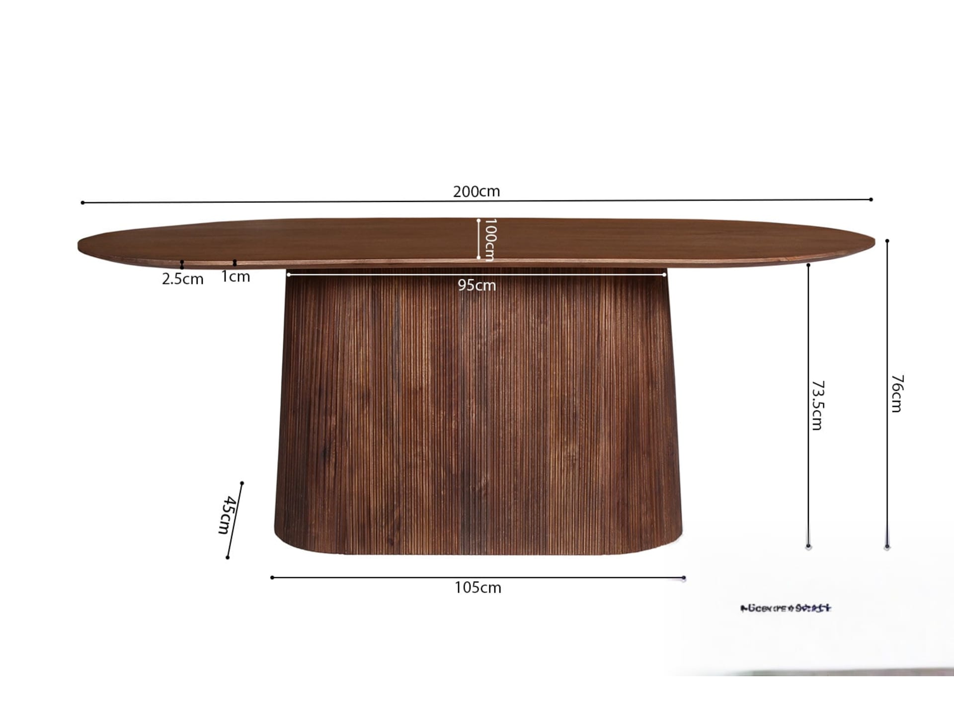 Tafel 'Miguel' 200 cm Ovaal Mango hout Lichtbruin — foto 4 van 4