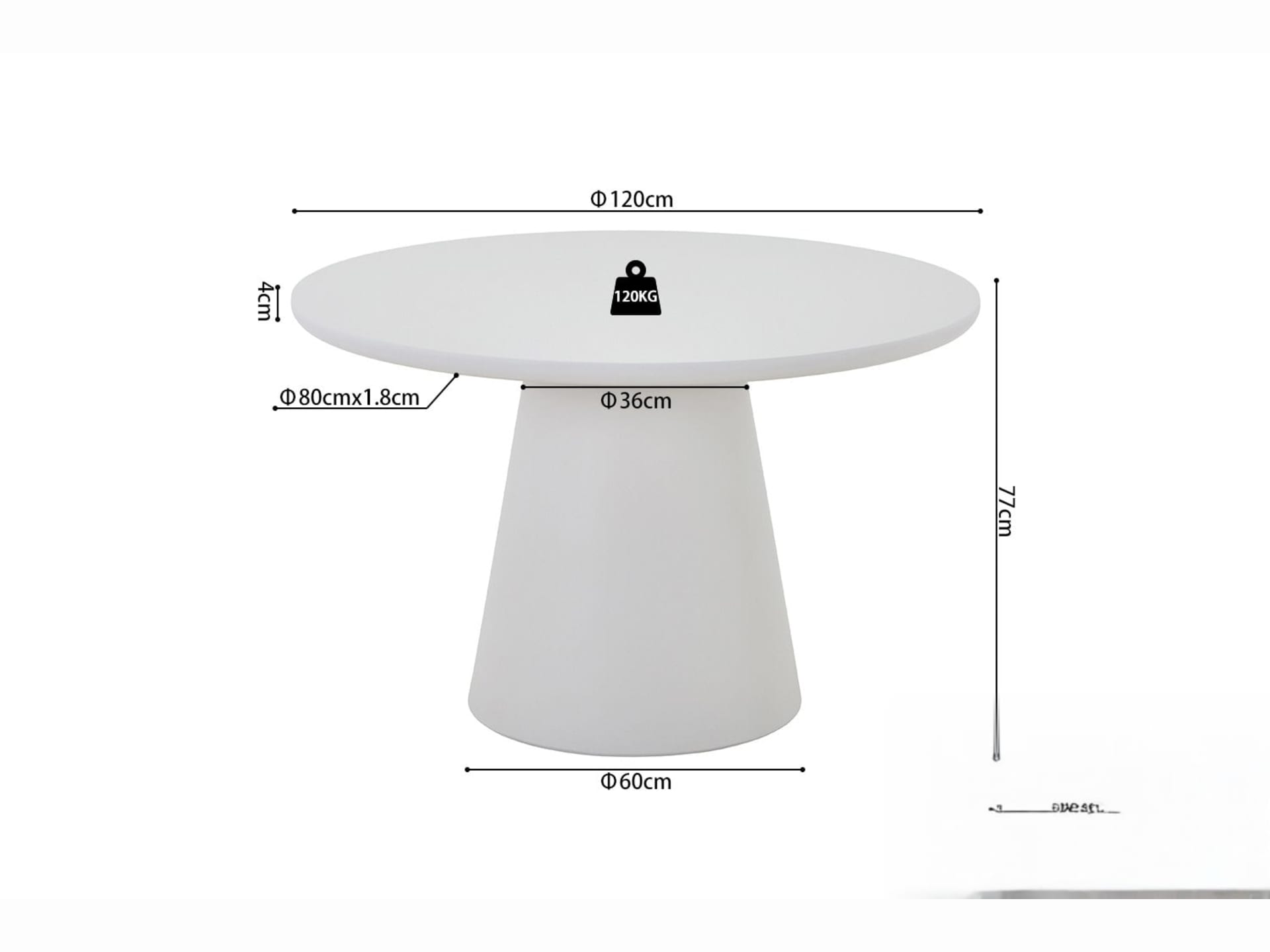Tafel 'Tavira' 120 cm Rond Cement Ecru — foto 6 van 6