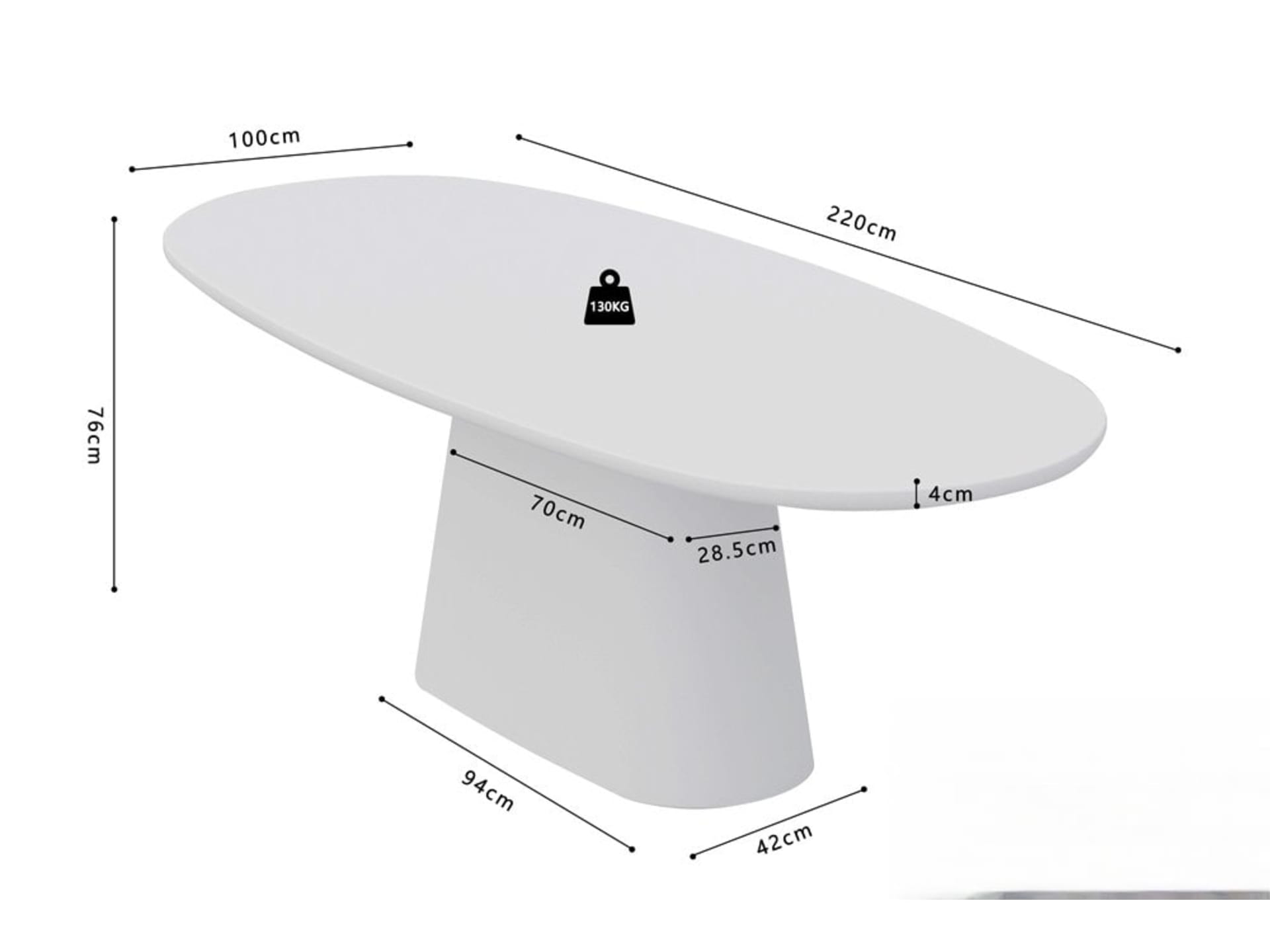 Tafel 'Tavira' 220 cm Ovaal Cement Ecru — foto 5 van 5