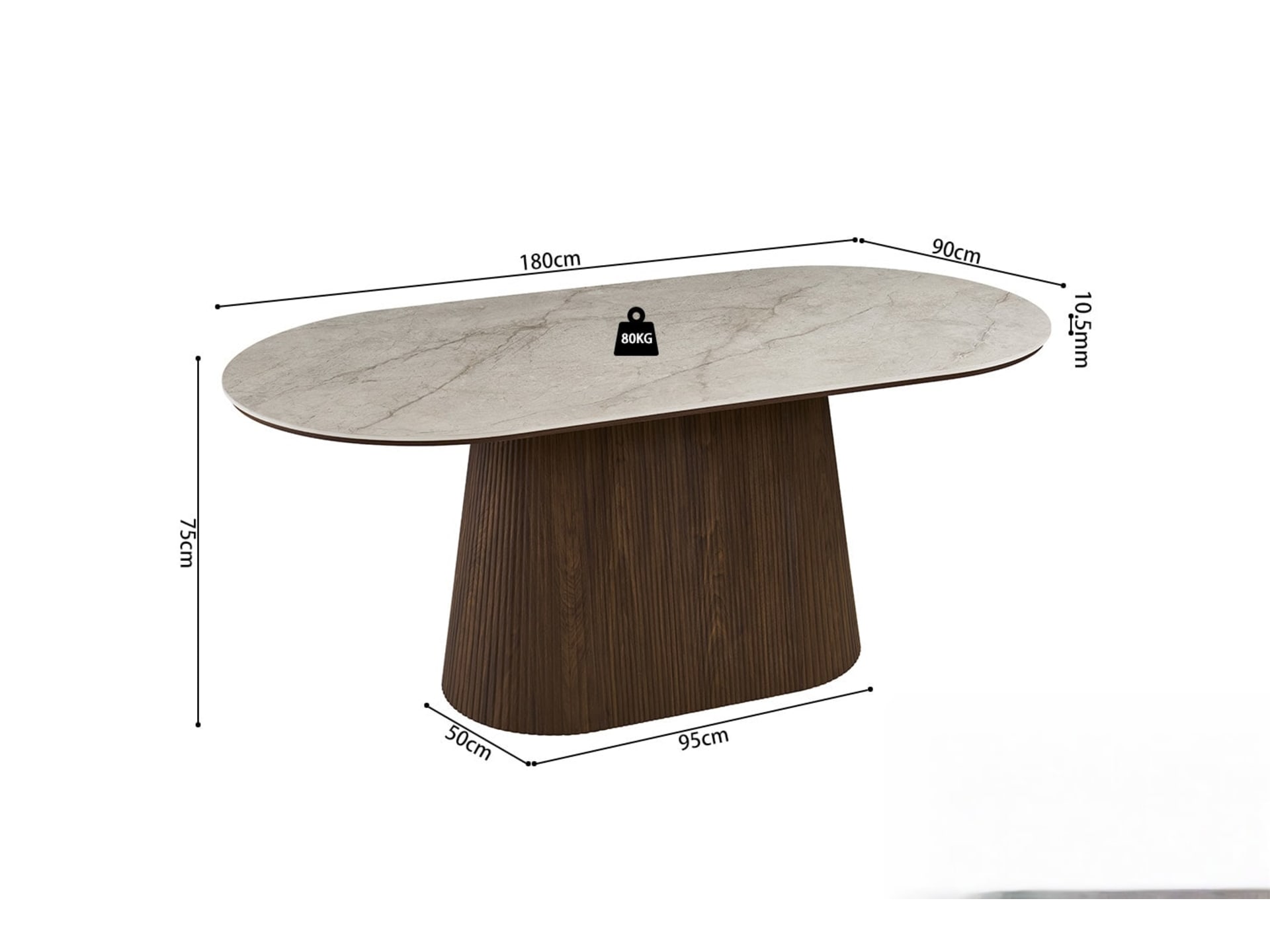 Tafel 'Vigo' 180 cm Ovaal Decor Donkere Eik Shakespear Beige — foto 5 van 5